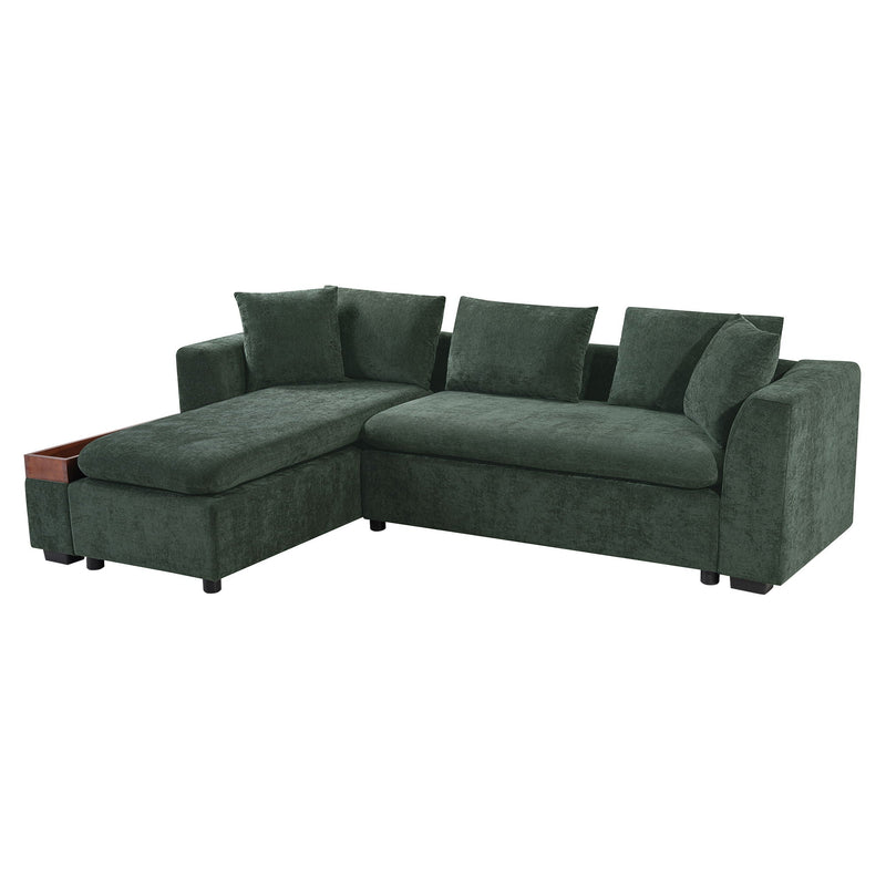 Modern L Shaped Sectional Sofa With Upholstery And Wooden Storage