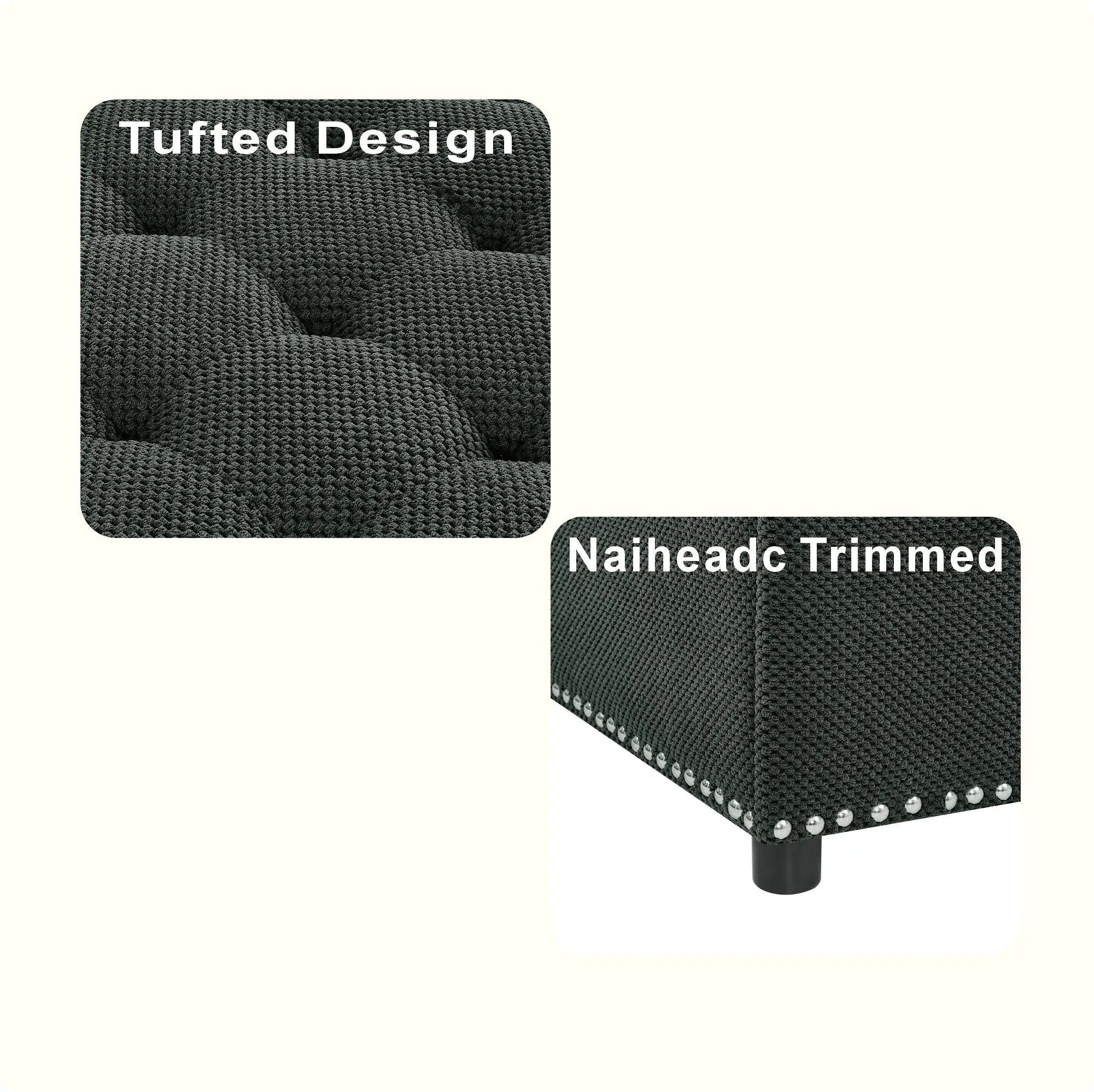 Tufted Storage Ottoman with Nailhead Trim - Dark by HouseOfZazla