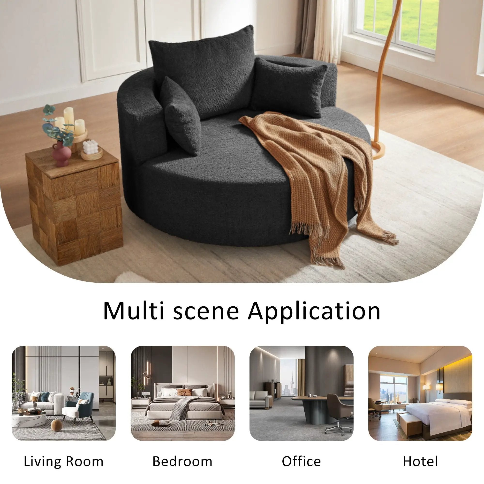 360° Swivel Chair Accent Barrel Chair With Removable Pillows by HouseOfZazla