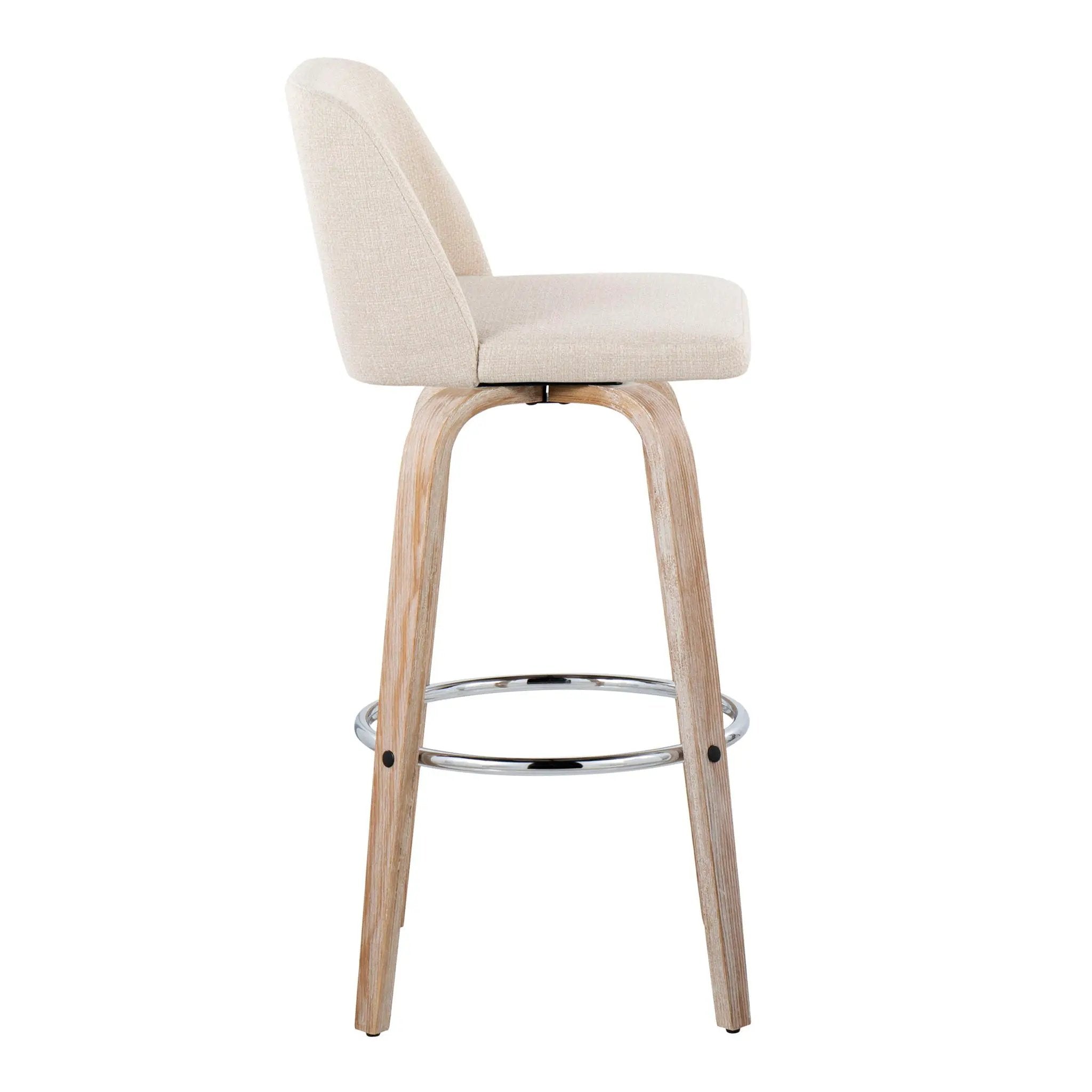 Toriano - Contemporary Fixed Height Barstool With Swivel & Round Footrest (Set of 2) by Unique Piece Furniture