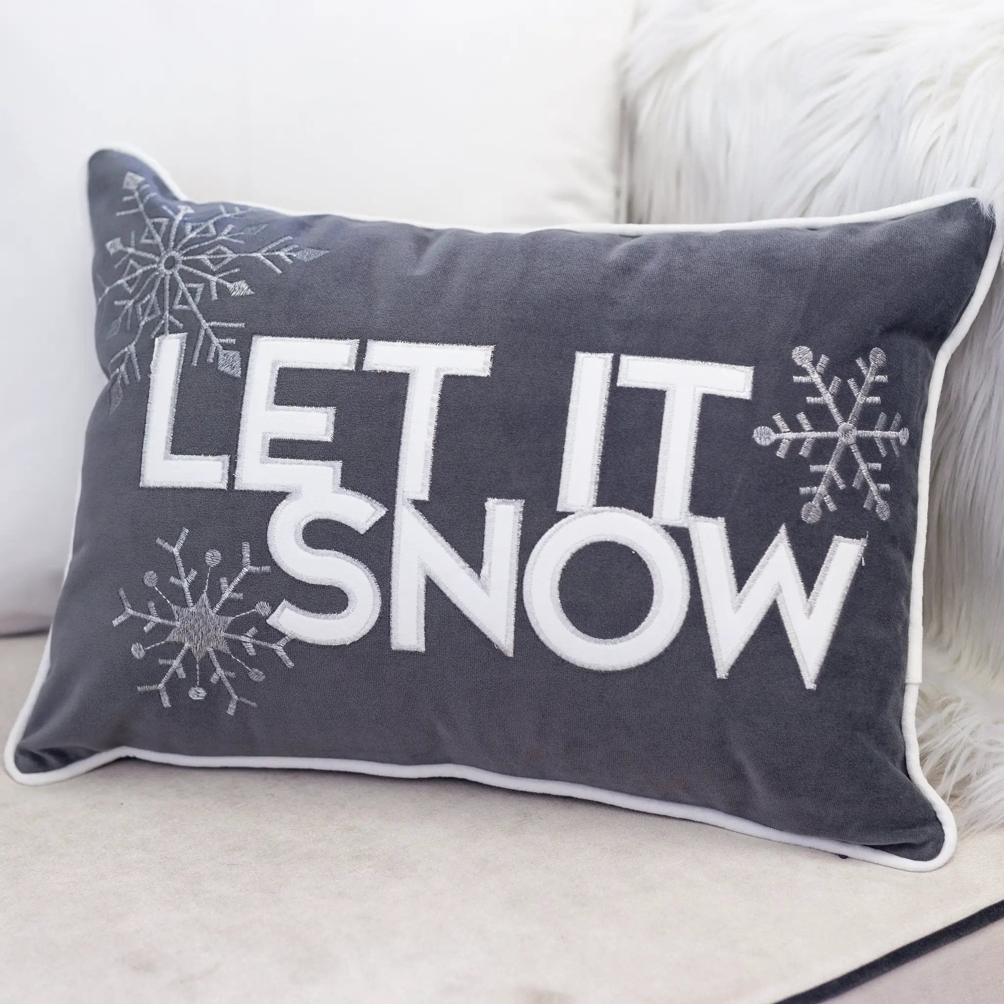 Nneka Let It Snow Lumbar Pillow by HouseOfZazla