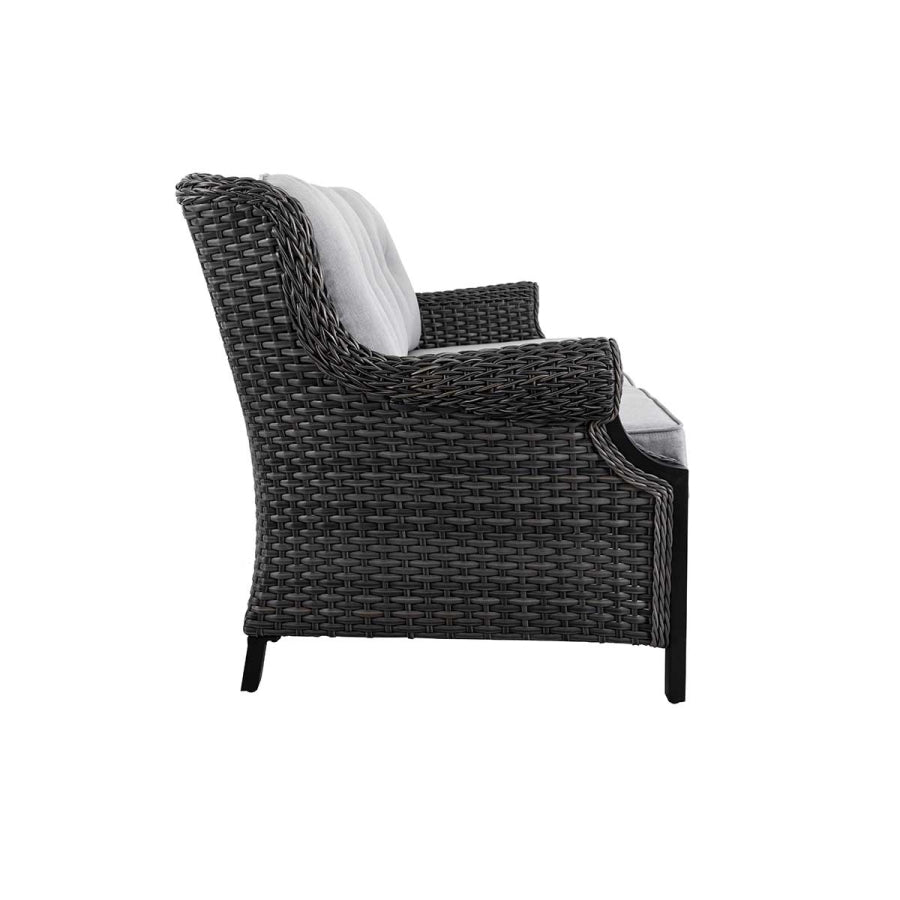 Lassen wicker living room set: 1 three-seater sofa and 2 swivel rocking chairs by Outdoor-USA®