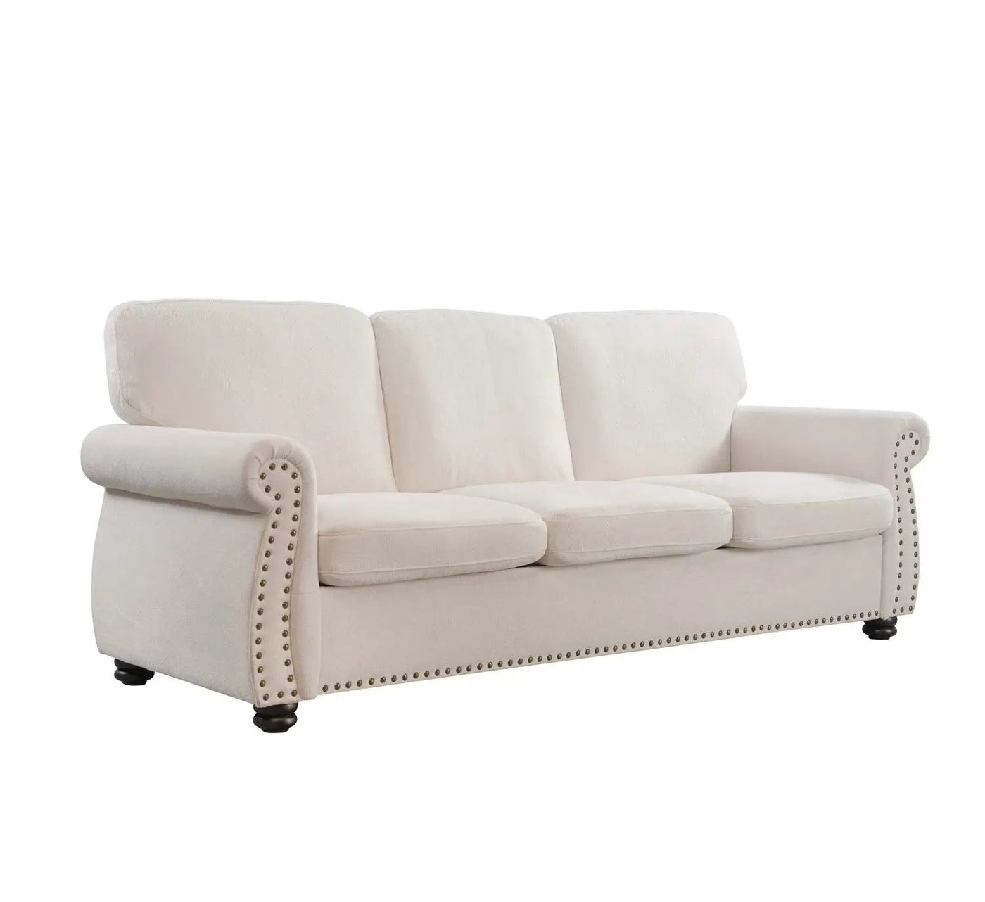 Soft Sofa, Upholstered 3 Seater Couch With High Density Foam, Loose Back Cushions And Turned Legs by Unique Piece Furniture