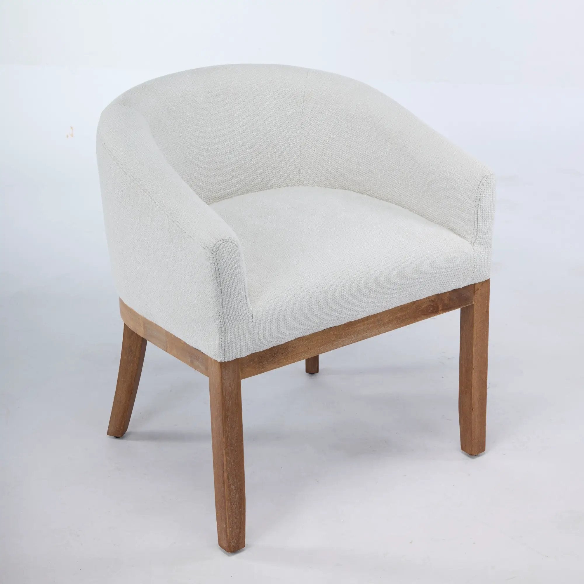 Mid Century Modern Upholstered Barrel Dining Chair with Arms by HouseOfZazla