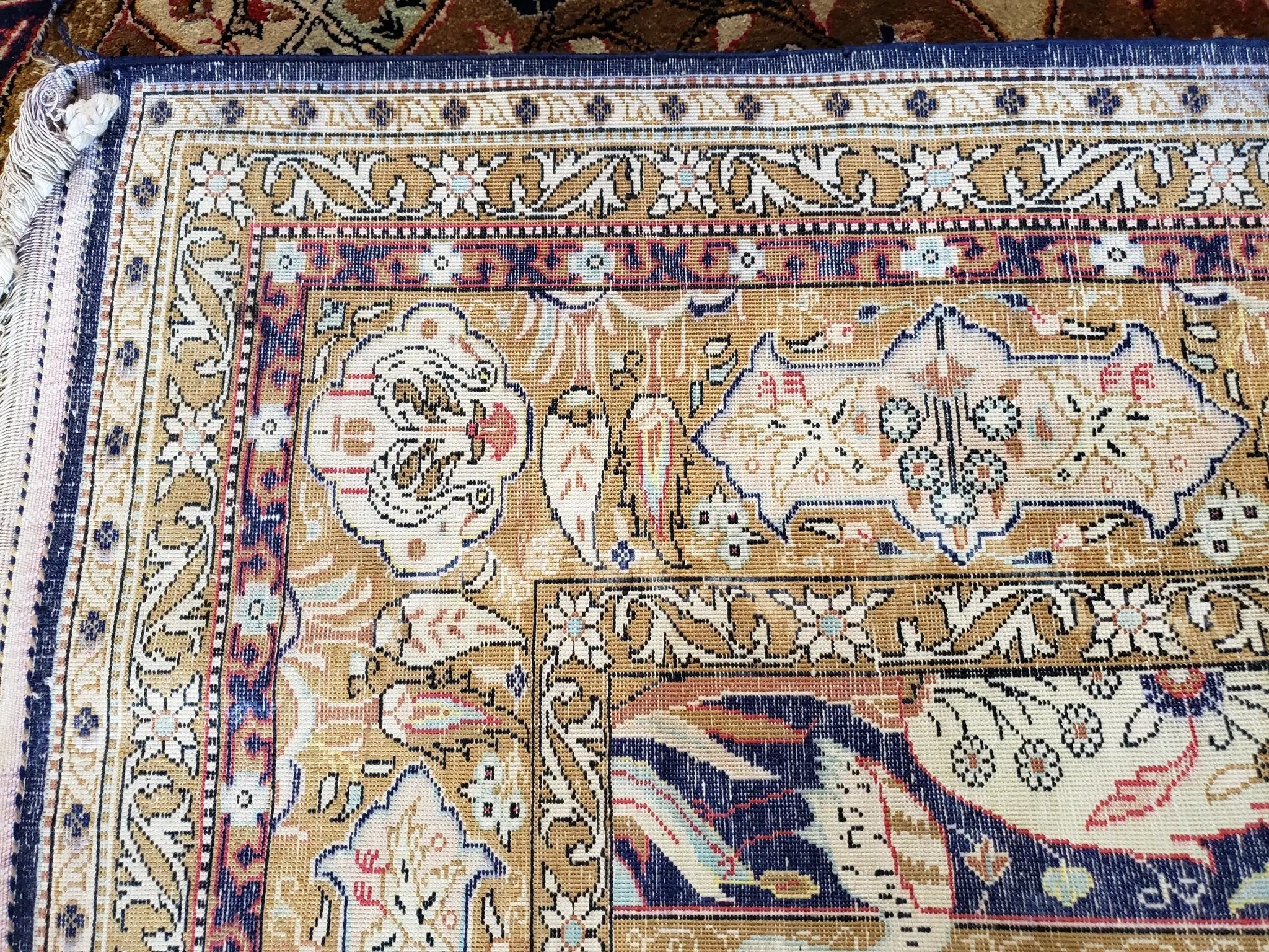 Semi Antique Persian Qum Silk Prayer Rug, Silk, Hand-Knotted, 3'6" x 5' by Jewel Rugs