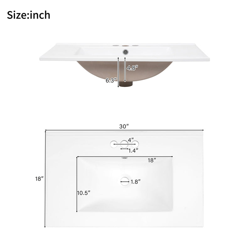 Modern Bathroom Vanity With Sink, Storage Cabinet, Soft Close Doors, Deep & Standard Drawers