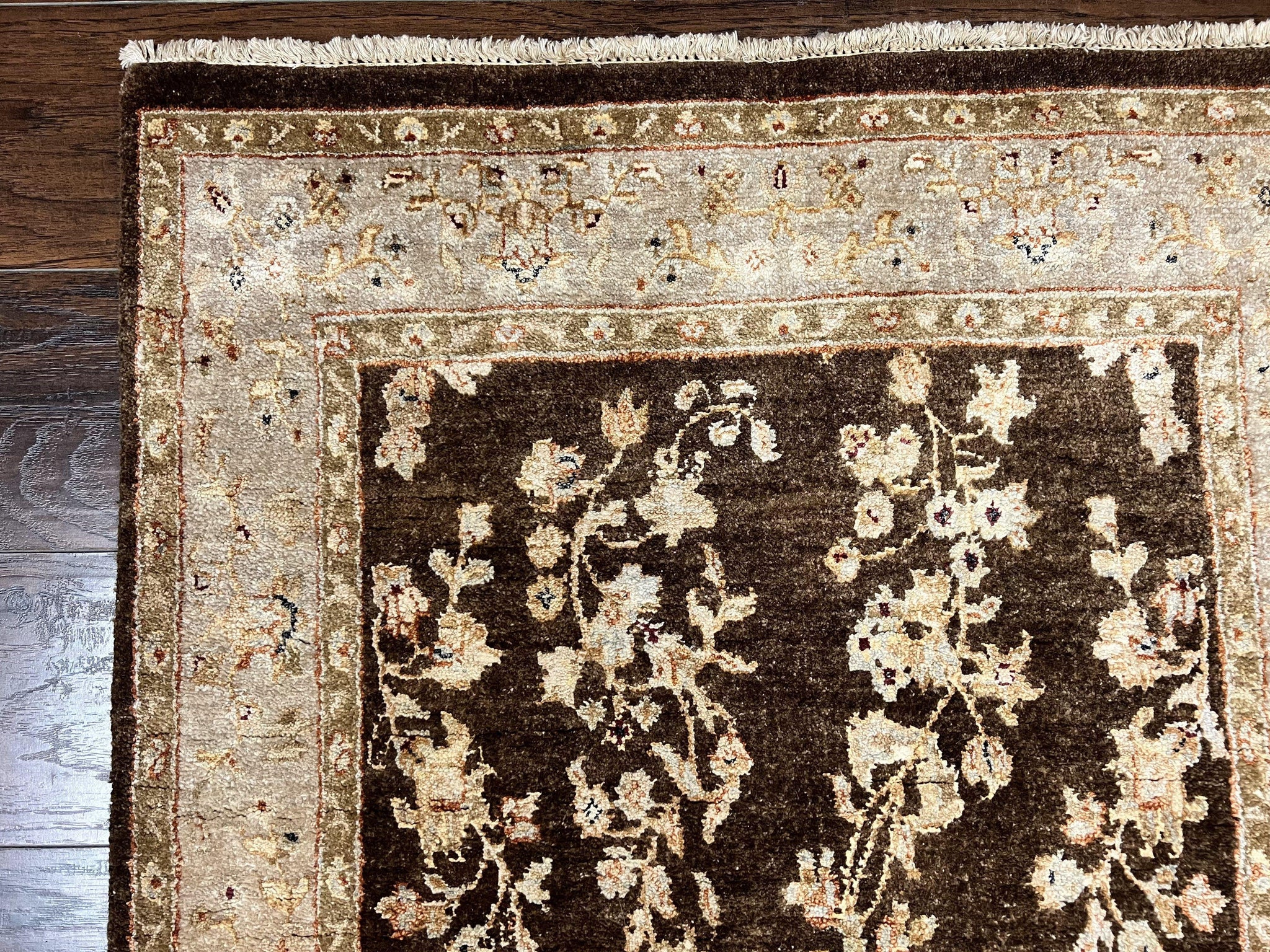 Peshawar Runner Rug 3 x 20, Wool Hand Knotted Vintage Pakistani Carpet, Brown & Taupe, Chobi Mahal Floral Rug, Extra Long Hallway Runner by Jewel Rugs