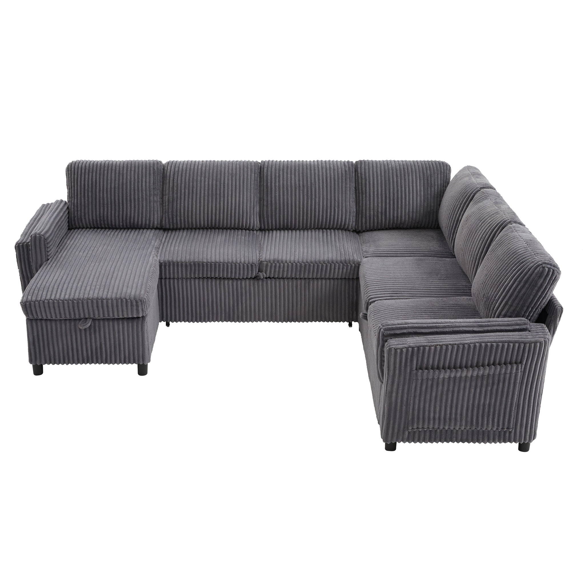Convertible U-Shaped Sectional Sofa Bed With USB Ports And Storage by HouseOfZazla