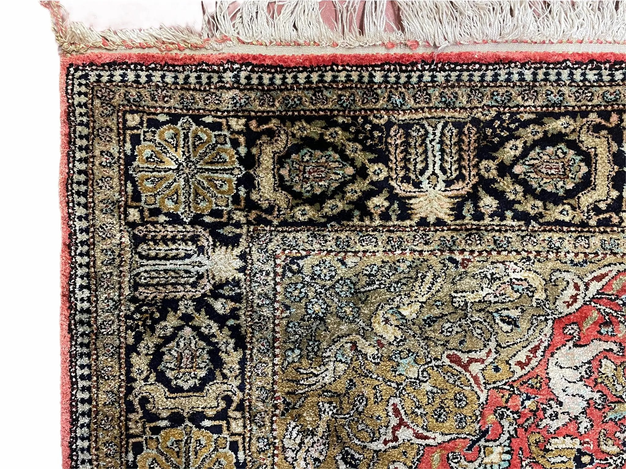Persian Qum Silk Rug 3.8 x 5.6, Silk on Silk, Animal Pictorials, Fine 330 KPSI by Jewel Rugs