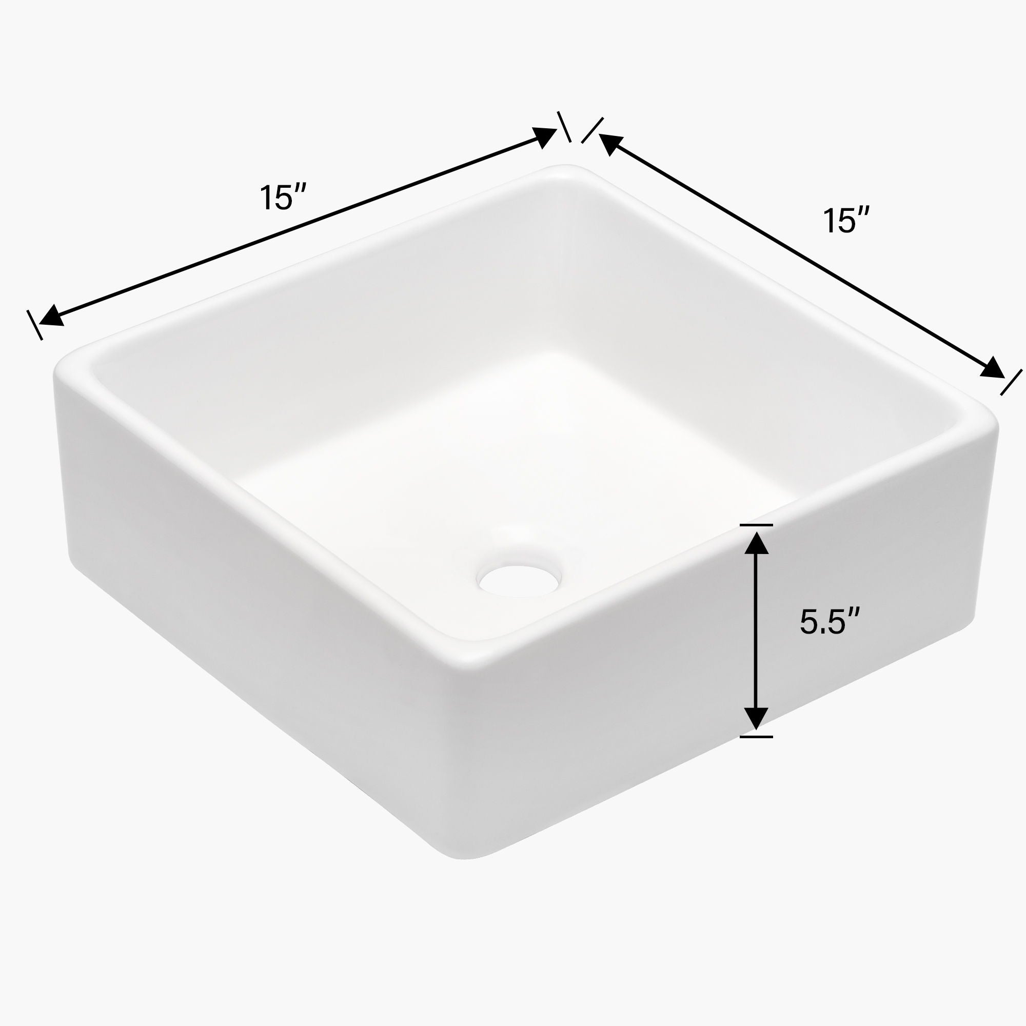 Elegant European Style Ceramic Square Vessel Bathroom Sink - White by HouseOfZazla