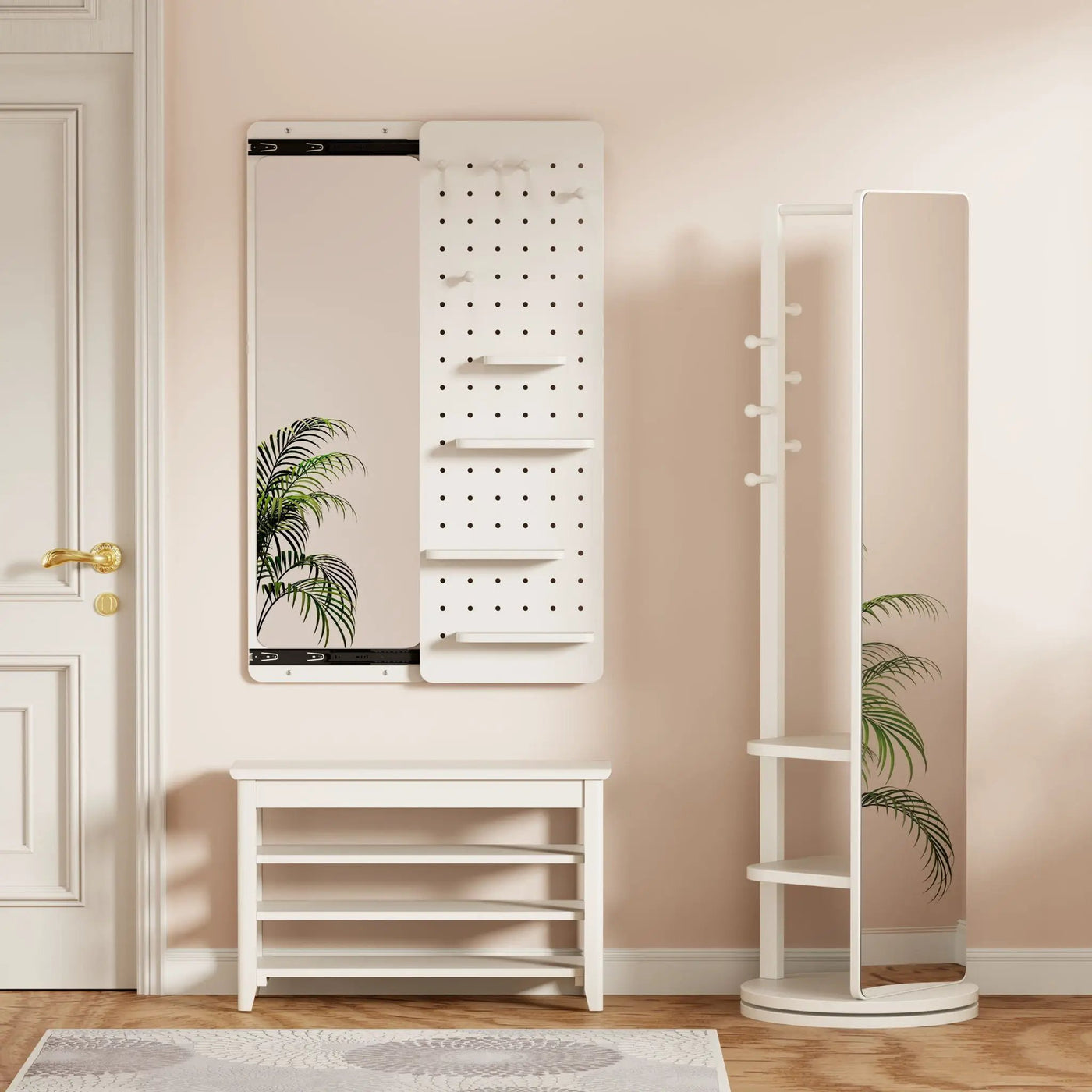 Wall Mounted Full Length Mirror With Shelf And Hook by Unique Piece Furniture
