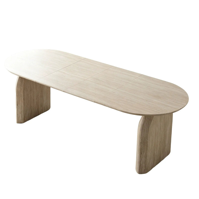 Oval Extendable Dining Table With Dual Pillar Design - Off White by Unique Piece Furniture