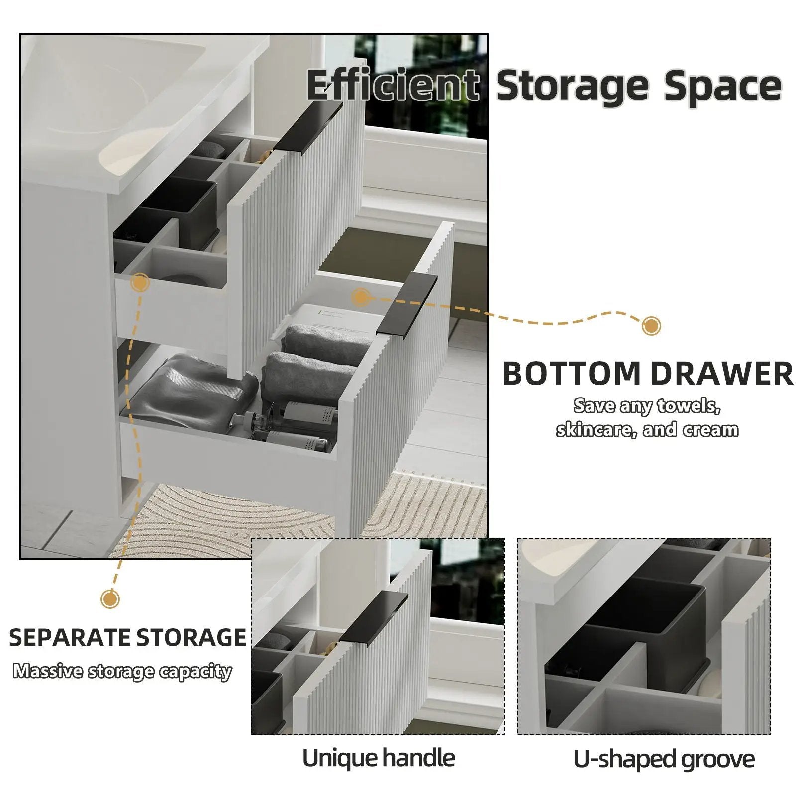 Modern Wall Mounted Floating Bathroom Vanity With Sink And Drawers by Unique Piece Furniture