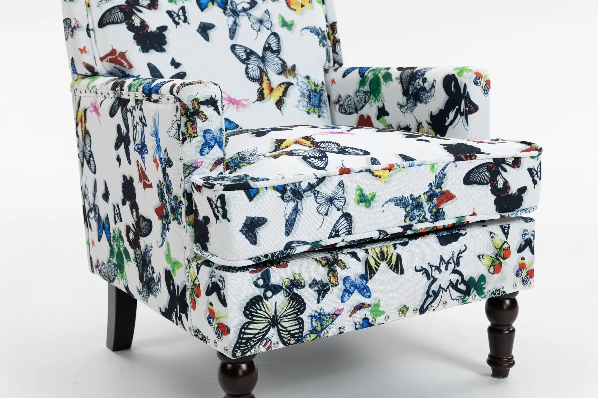 Upholstered Accent Chair - Vintage Armchair with Solid Wood Legs by HouseOfZazla