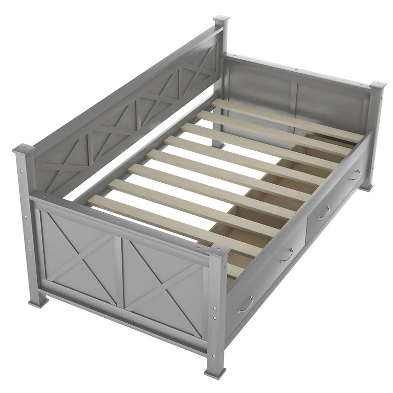 Modern Daybed With 2 Large Drawers, X Shaped Frame by HouseOfZazla