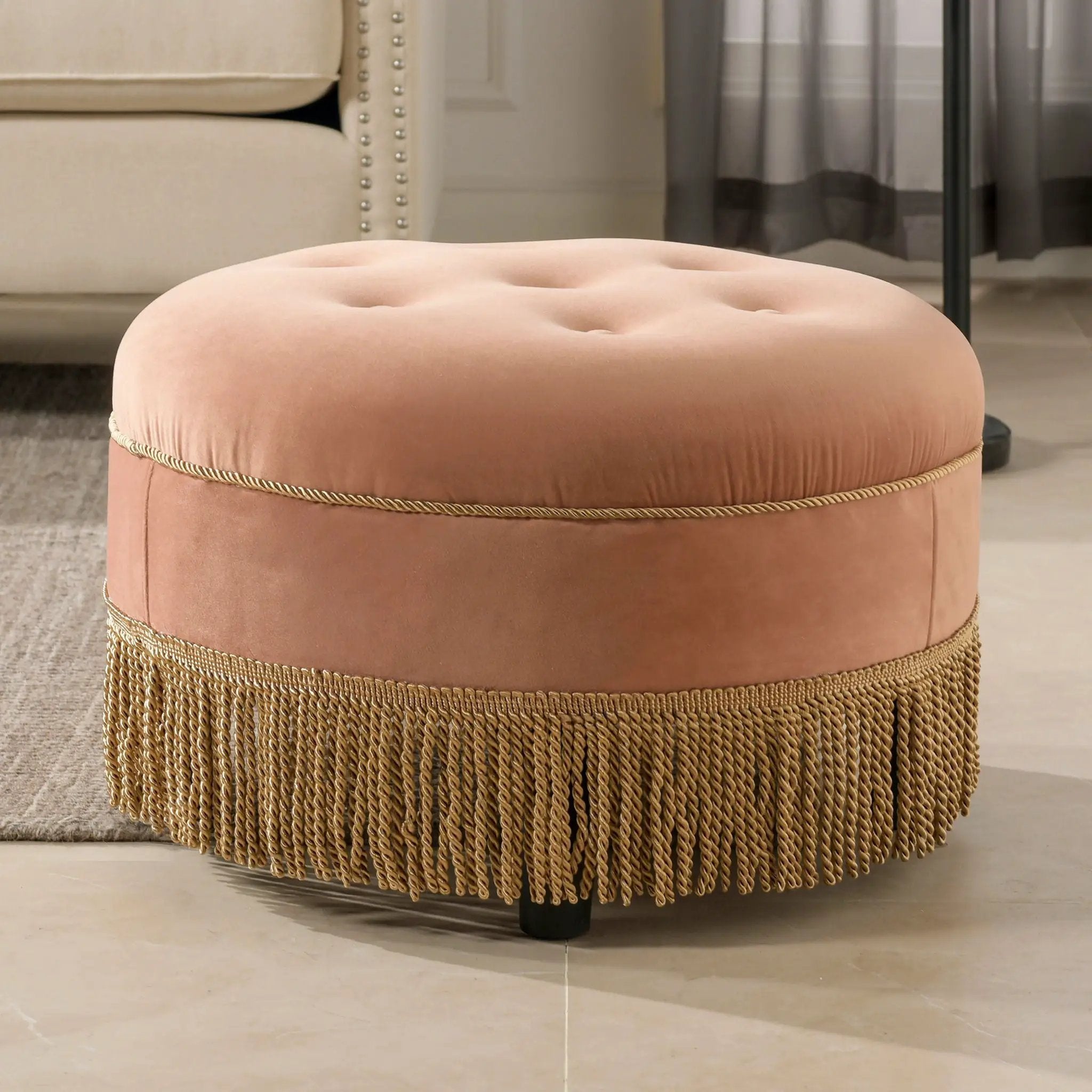 Yolanda - Round Upholstered Accent Ottoman by Unique Piece Furniture