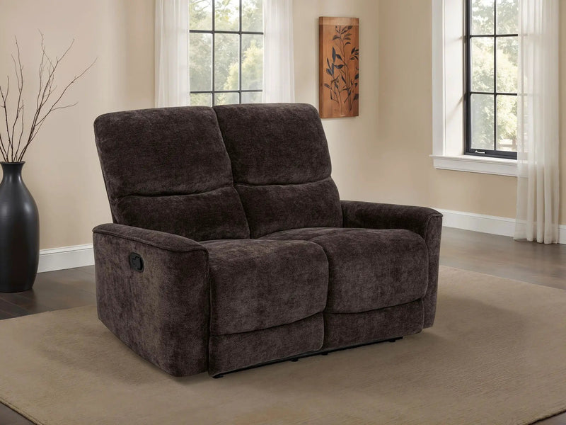 Navarro Chenille Upholstered Reclining Loveseat Dark Brown by Unique Piece Furniture