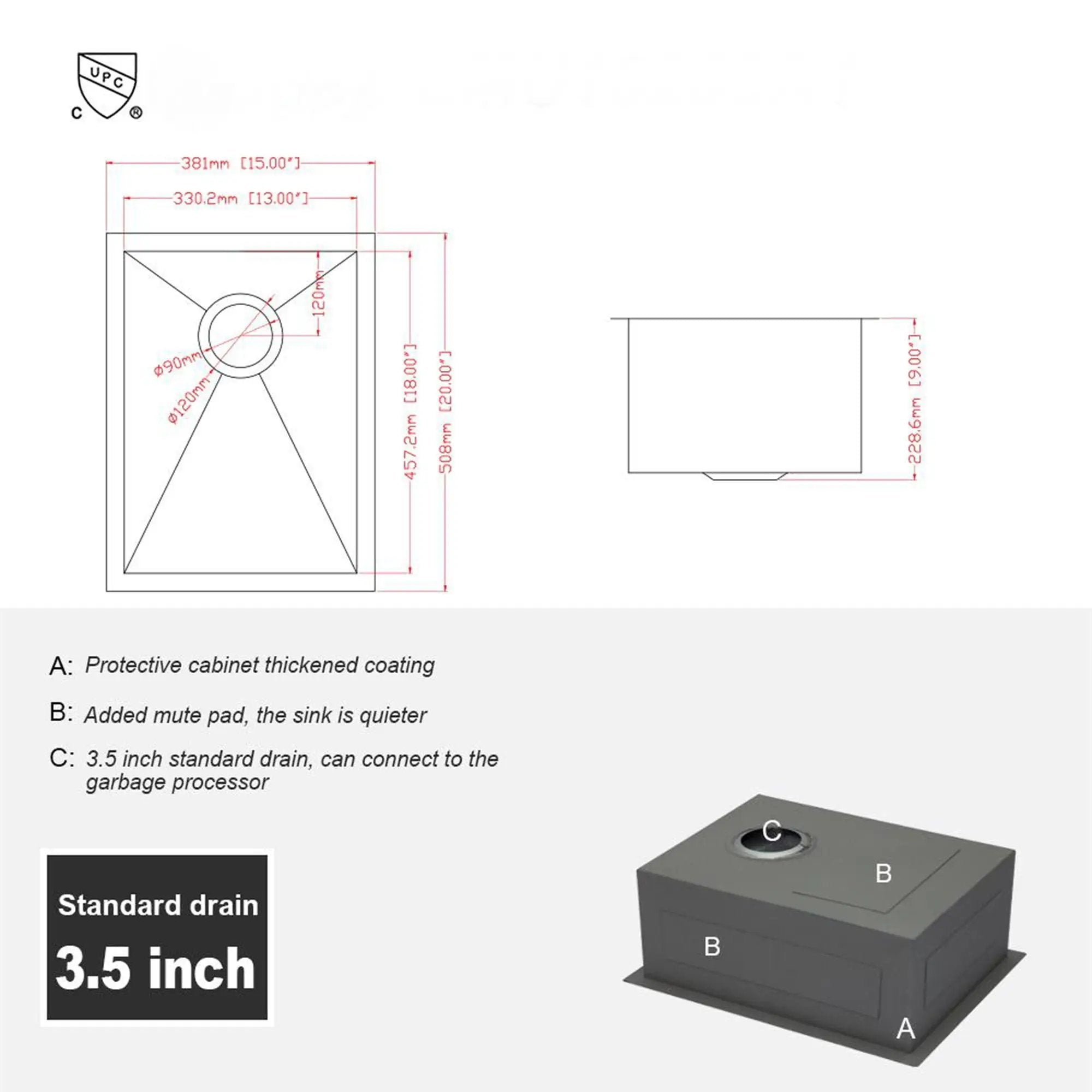 Modern Style Undermount Sink With Stainless Steel, Deep Single Bowl by HouseOfZazla