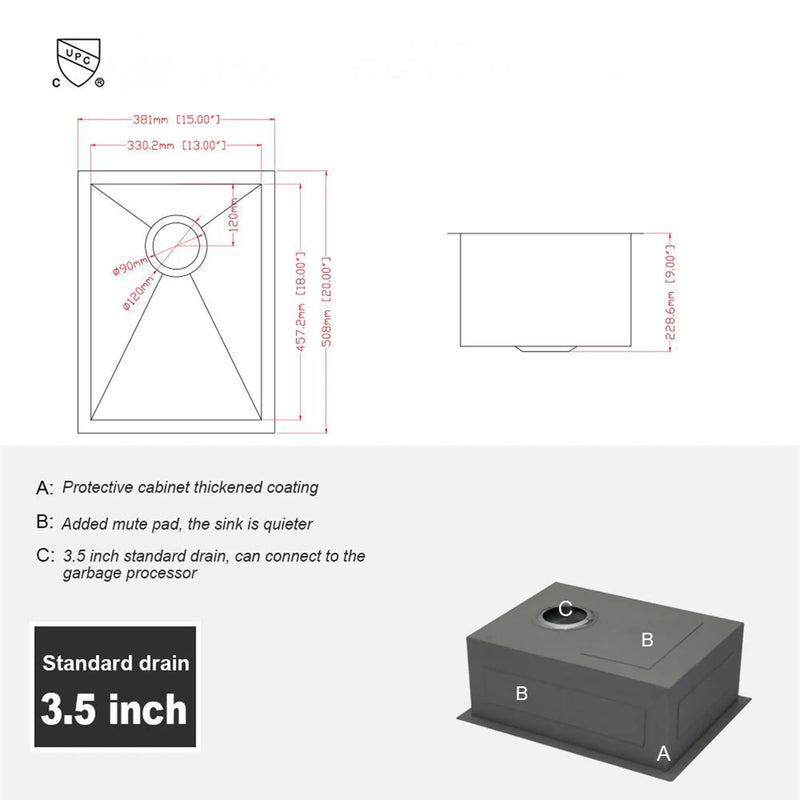 Modern Style Undermount Sink With Stainless Steel, Deep Single Bowl by HouseOfZazla