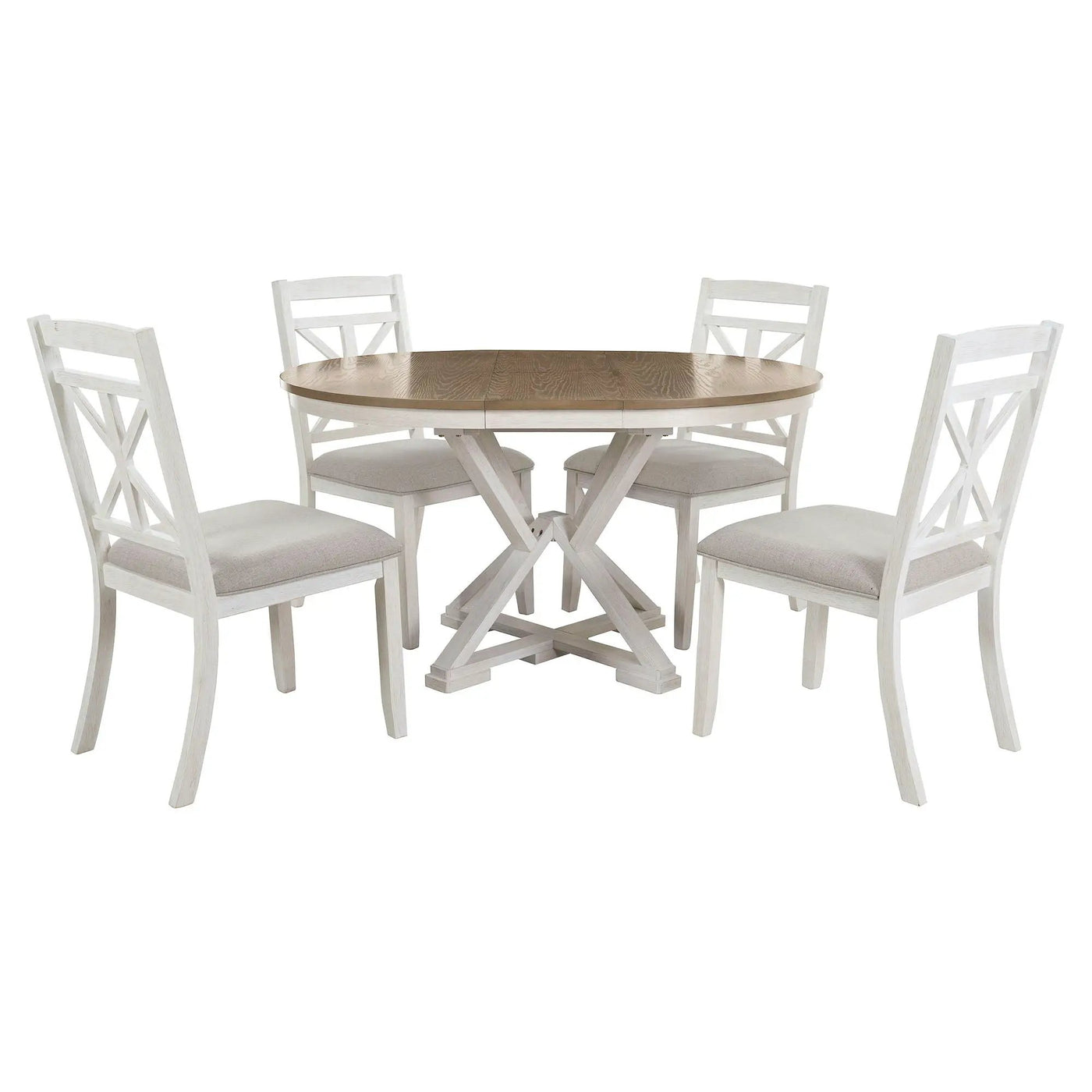Dining Set With Extendable Round Table And 4 Upholstered Chairs by HouseOfZazla