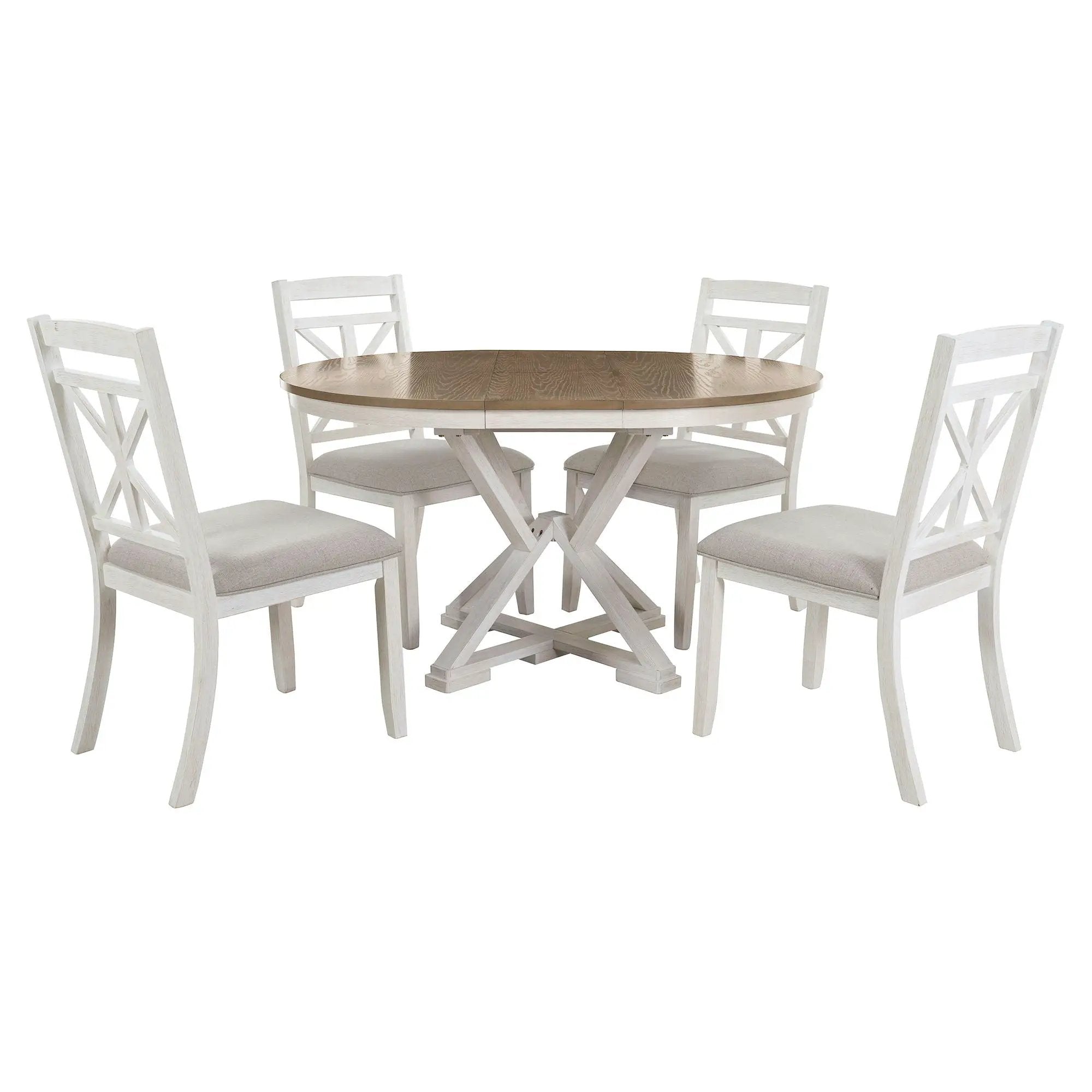 Dining Set With Extendable Round Table And 4 Upholstered Chairs by HouseOfZazla