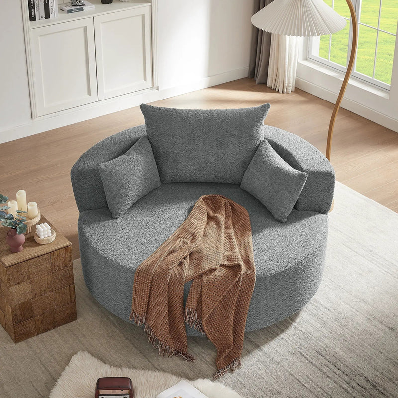 360° Swivel Accent Barrel Chair With 3 Removable Pillows For Living Room by HouseOfZazla