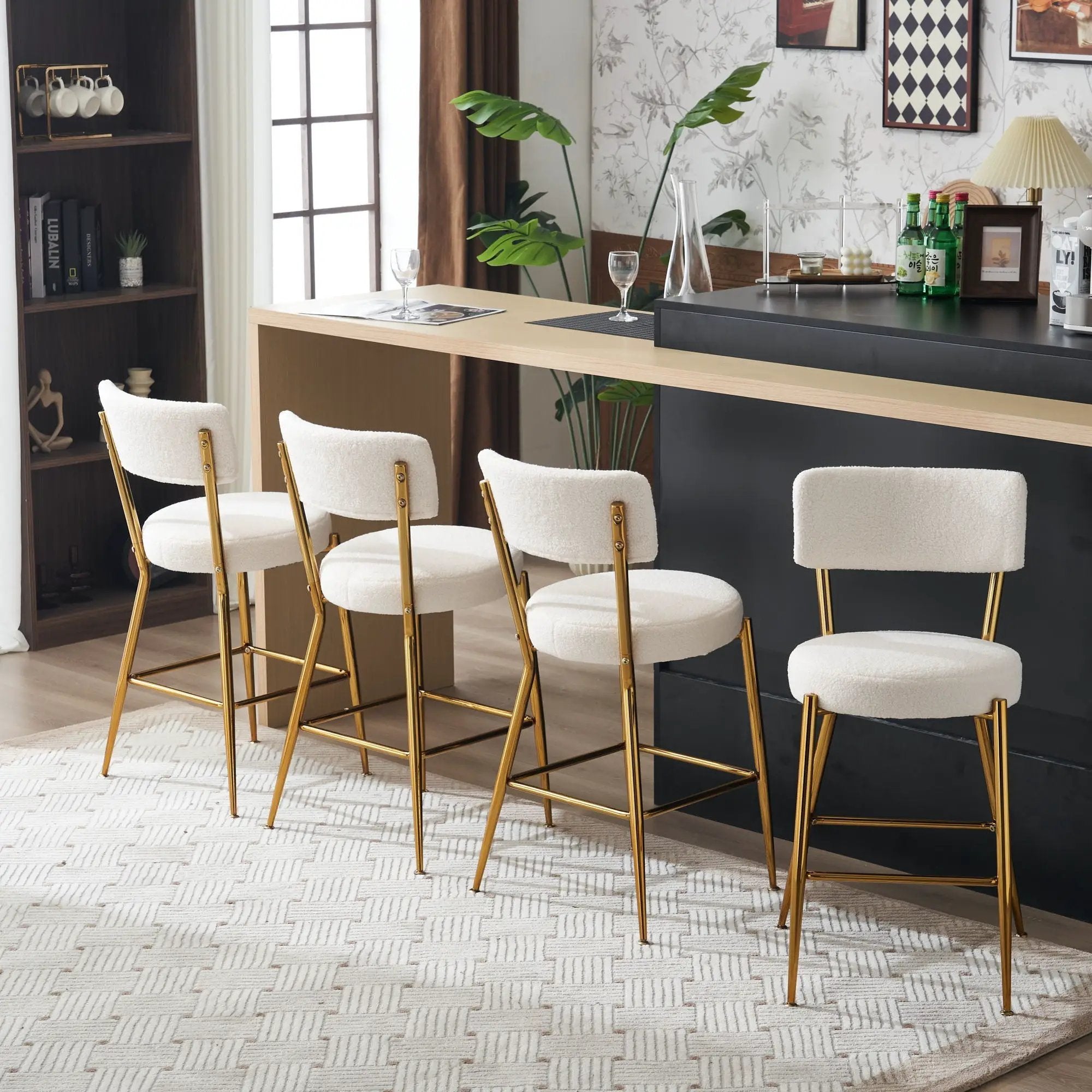 Modern Teddy Fabric Upholstered Bar Stools by HouseOfZazla
