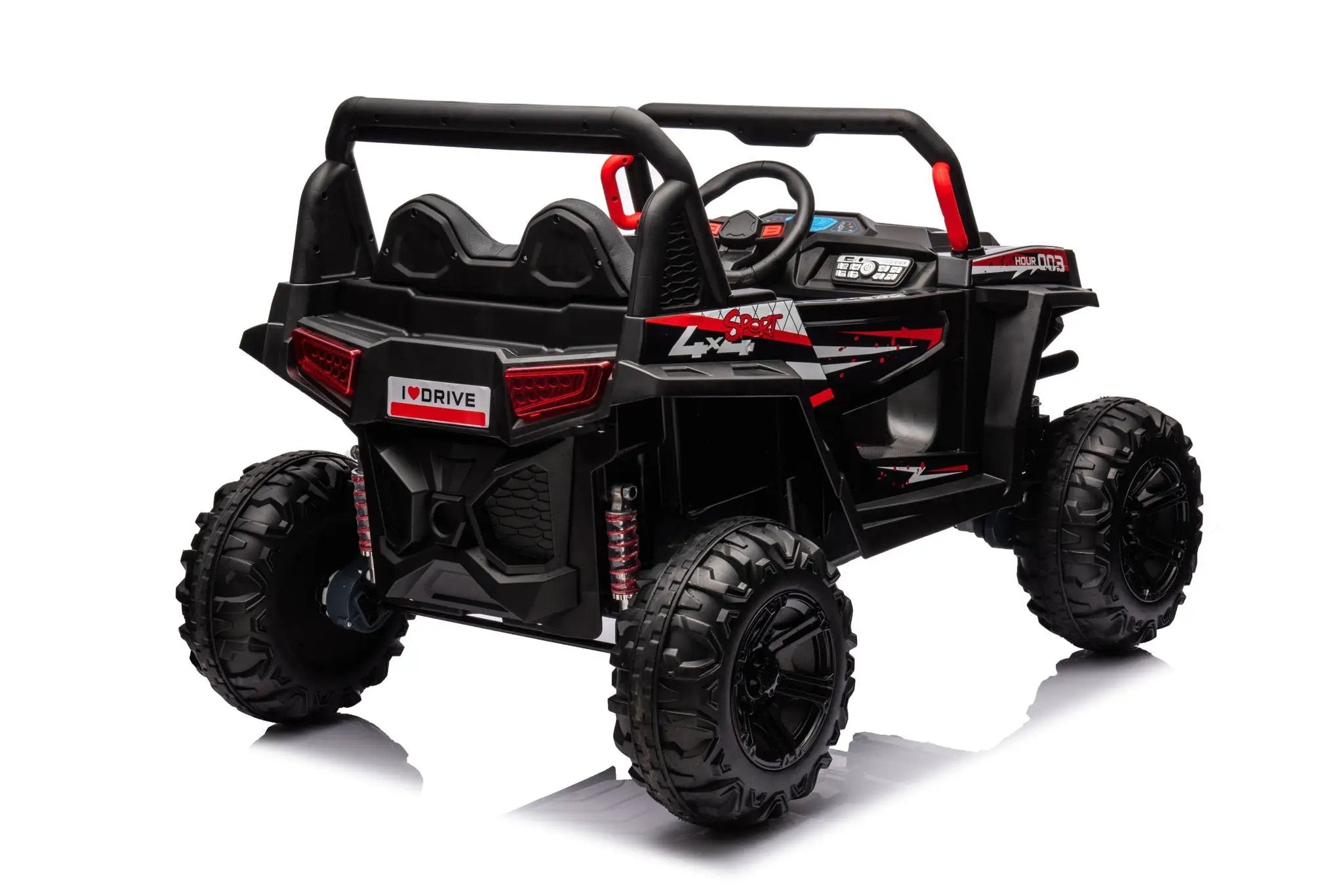 12V7A*1 30W*4 Four-Wheel Drive Seat One Button Start, Forward And Backward, High And Low Speed, Music, Front Light, Power Display, Two Doors Can Open, 2.4G R / C, Seat Belt Four Wheel Absorber by HouseOfZazla