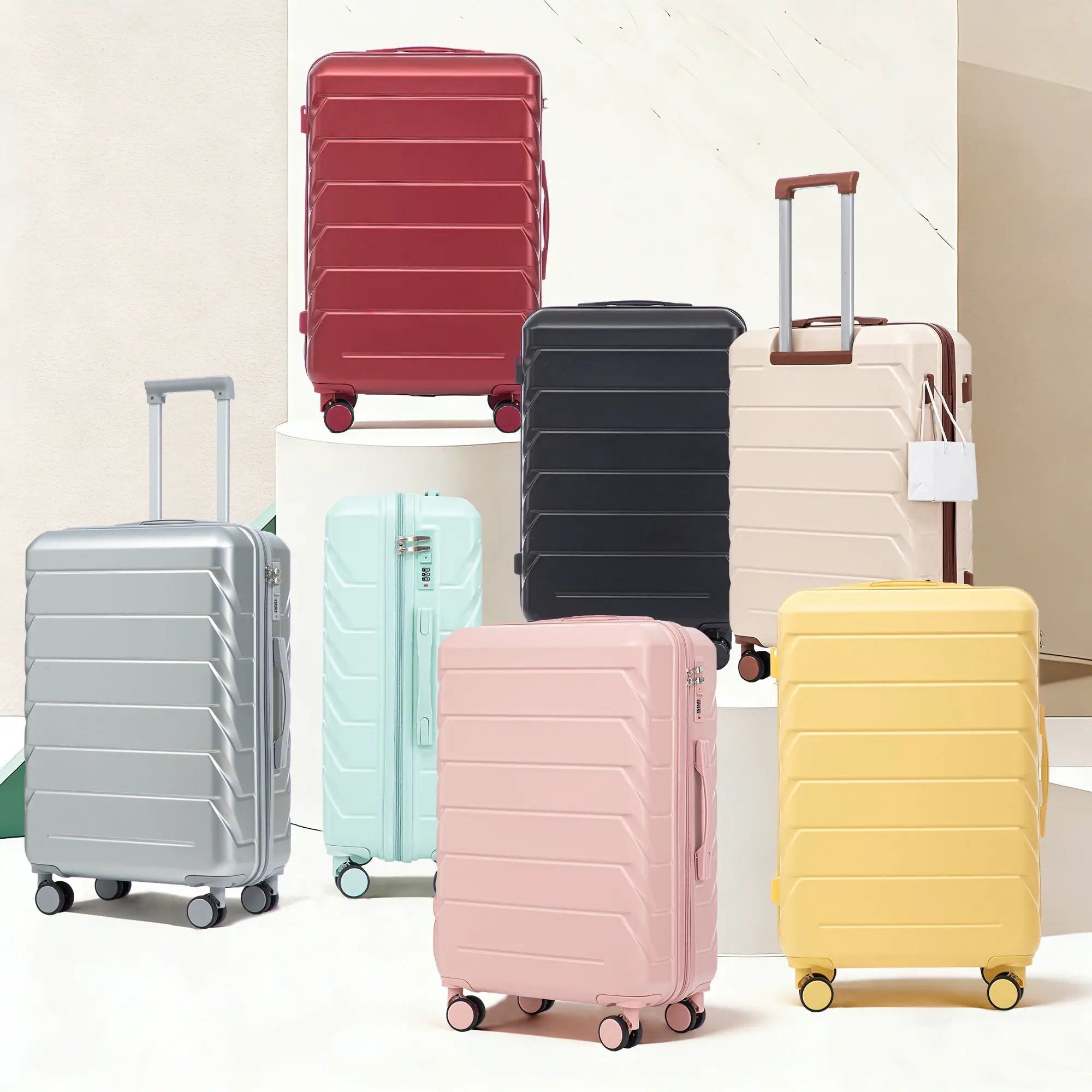 28 Inch ABS Hard Shell Large Travel Checked Luggage - Wine Red by HouseOfZazla