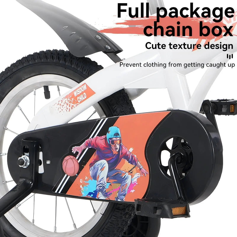 Fkznpj - 18" Sporty Kids Bike With Training Wheels And Stand Adjustable Saddle Suitable For Boys And Girls Aged 5 - 10 Years Tall Height 39 - 49" Available In A Variety Of Colors by HouseOfZazla