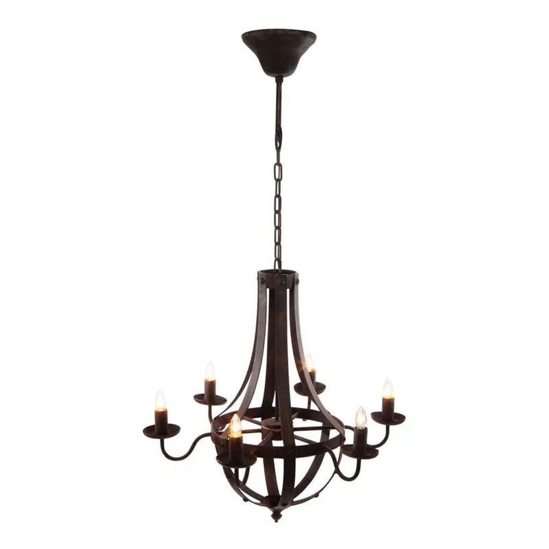 6 Light Metal Chandelier, Hanging Light Fixture With Adjustable Chain For Kitchen, Bulb Not Included - Black by Unique Piece Furniture