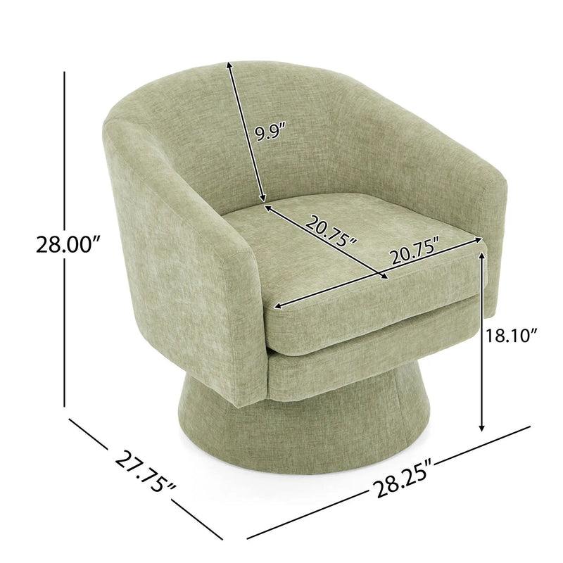 Swivel Barrel Chair With Cushioning For Living Room & Office, 360° Rotating - Green by HouseOfZazla