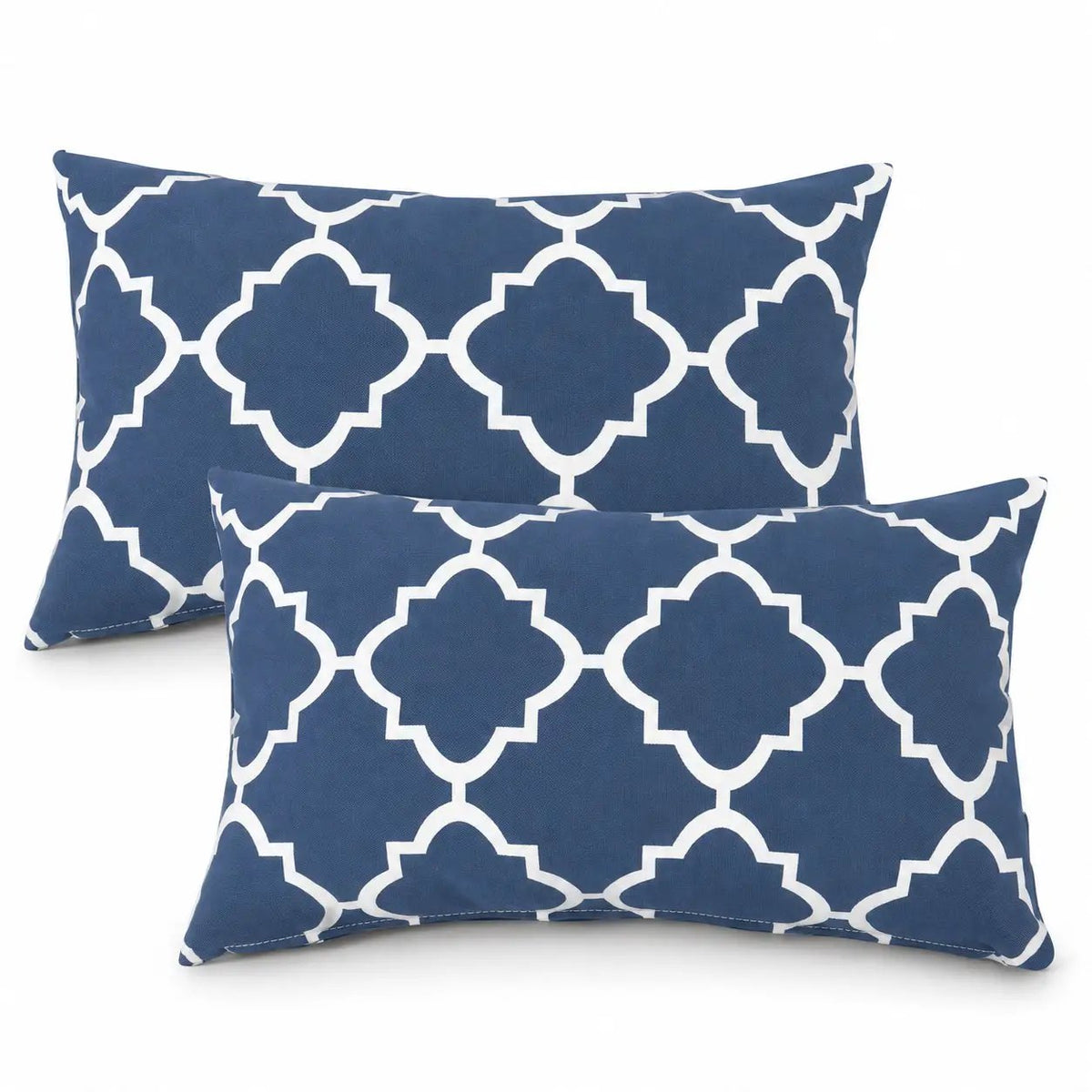 4 Pack Outdoor Lumbar Pillow with Inserts - Navy Trellis by HouseOfZazla
