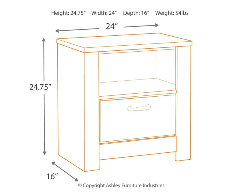 Bellaby - One Drawer Night Stand - Whitewash by Unique Piece Furniture
