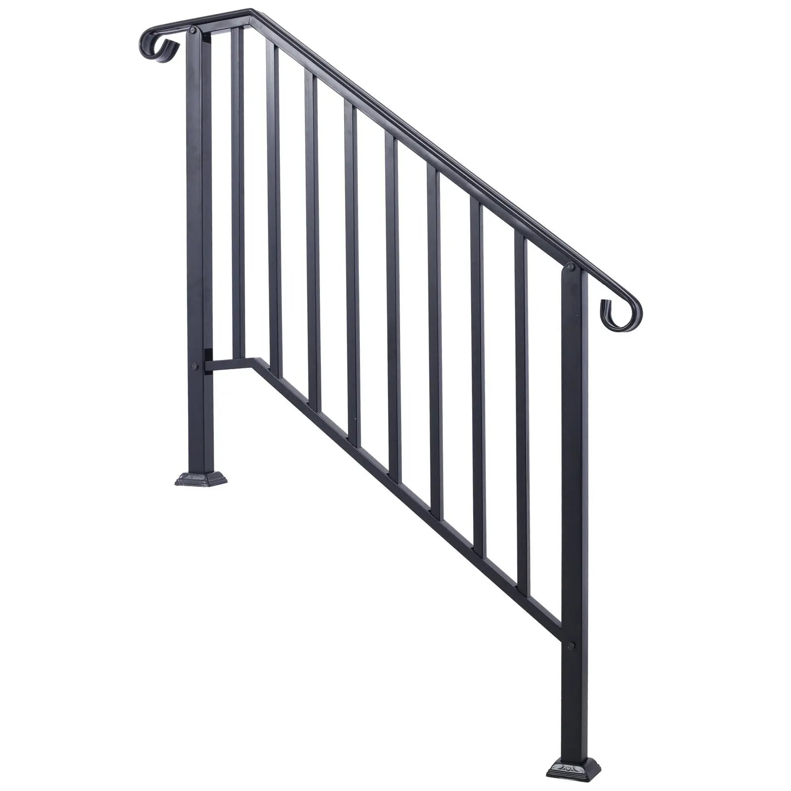 Handrails For Outdoor Steps, Fit 2 Or 3 Steps Outdoor Stair Railing, Wrought Iron Handrail, Flexible Porch Railing, Transitional Handrails For Concrete Steps Or Wooden Stairs by Unique Piece Furniture