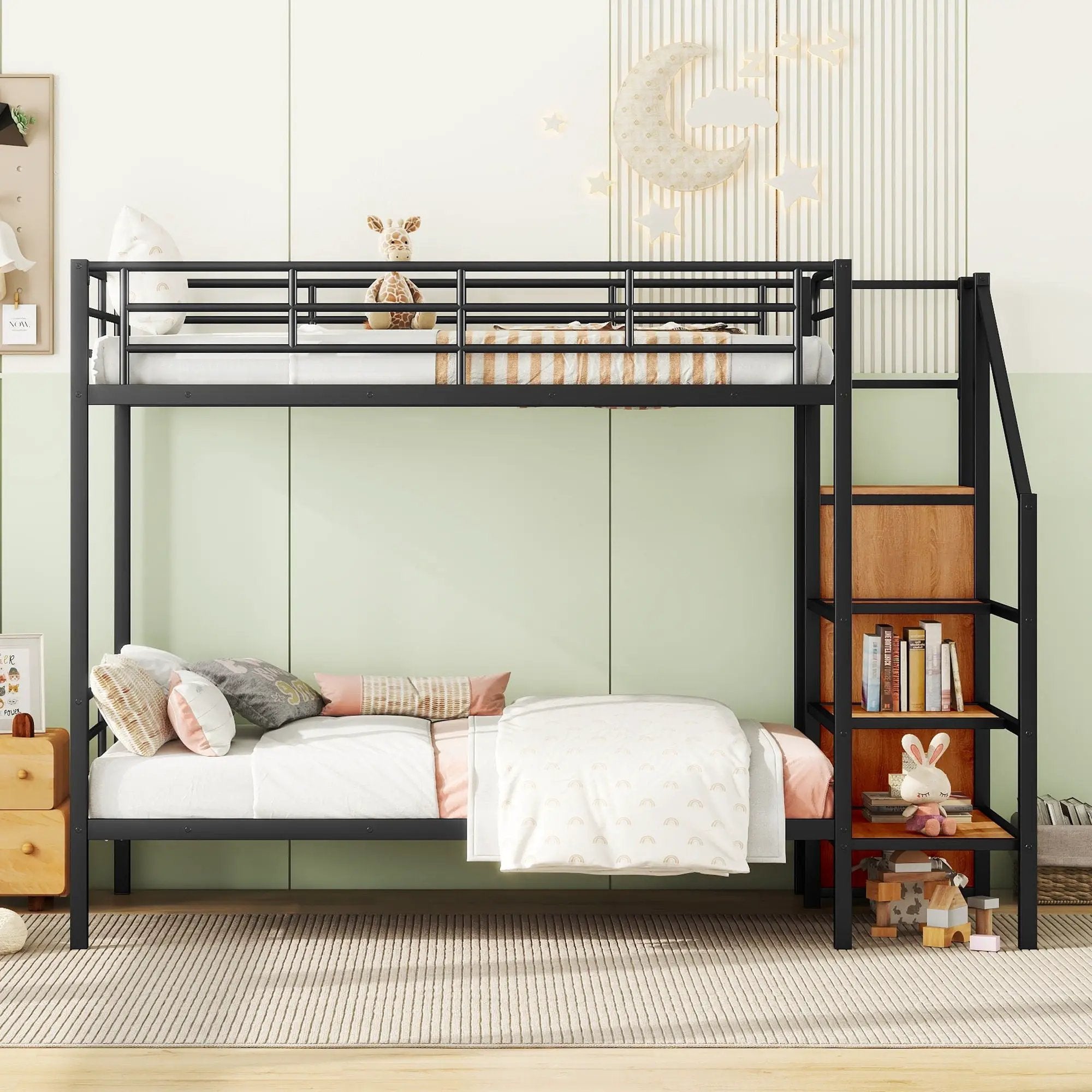 Bunk Bed With Lateral Storage Ladder And Wardrobe by Unique Piece Furniture