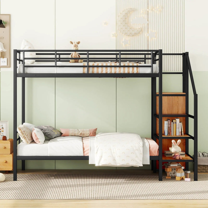 Bunk Bed With Lateral Storage Ladder And Wardrobe by HouseOfZazla