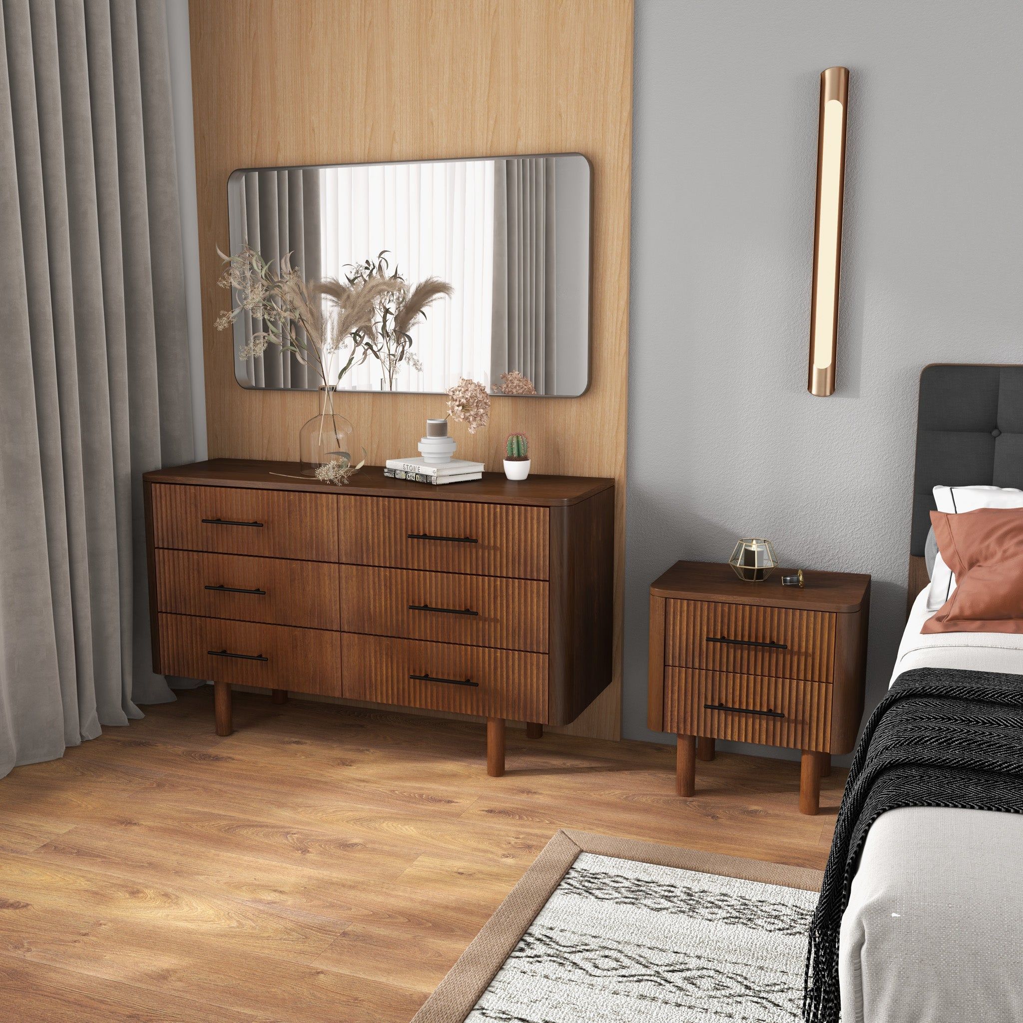 Logan - Nightsd Bed Side Tables With 2 Drawers - Brown by HouseOfZazla