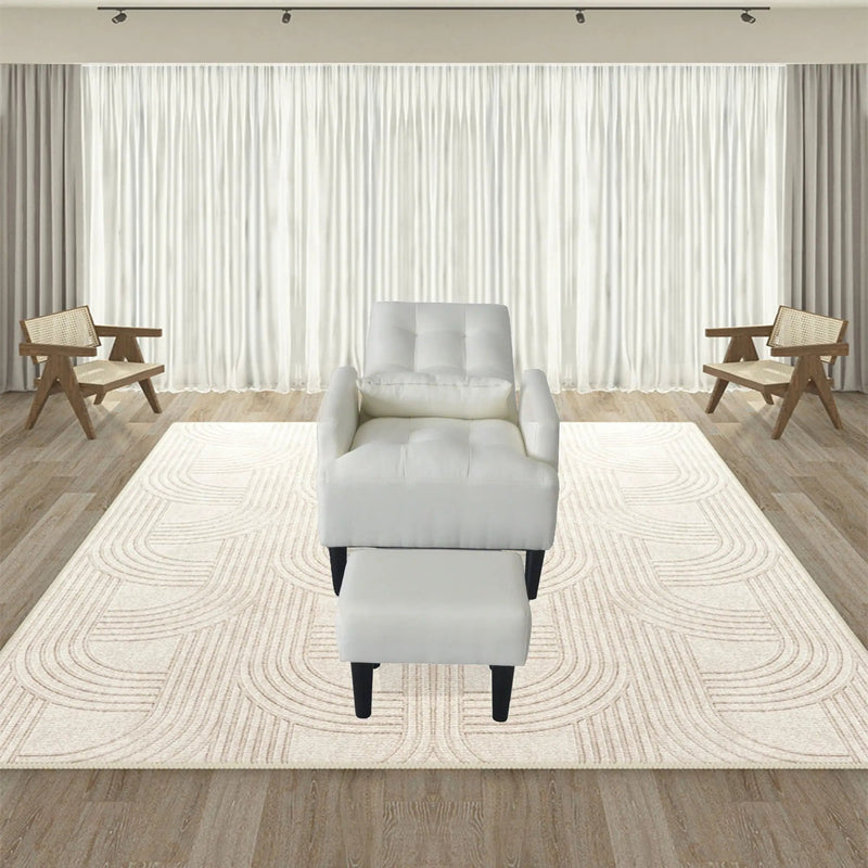 Living Room Sofa Single Chair And Ottoman, Modern Multi-Function Fabric Living Room Sofa Lounge Chair Bed And Stool. Soft Leisure Single Chair Adjustable Into 5 Angles With Sofa Bed by HouseOfZazla