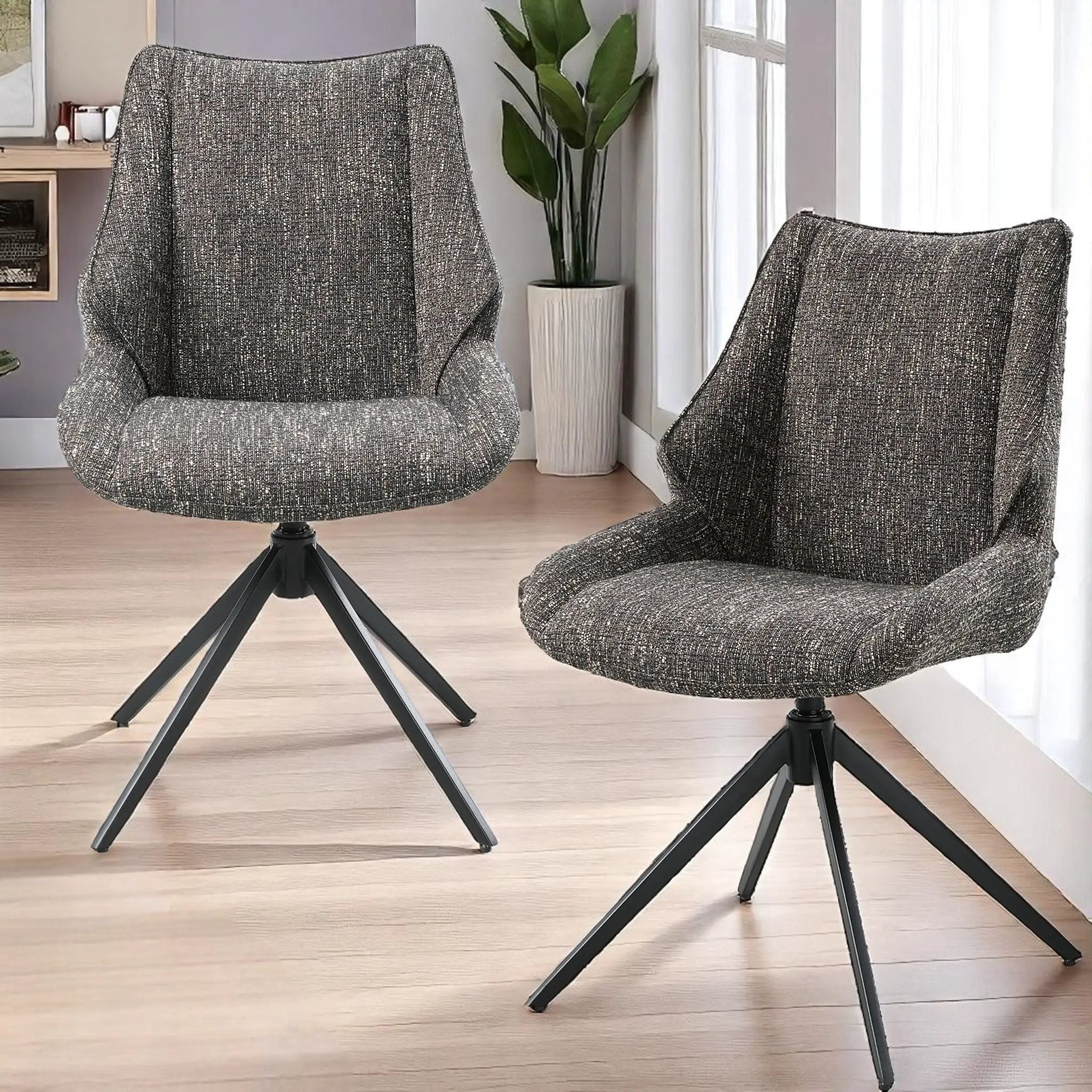 Malika - Side Chair With Swivel (Set of 2) - Brown Gray by HouseOfZazla