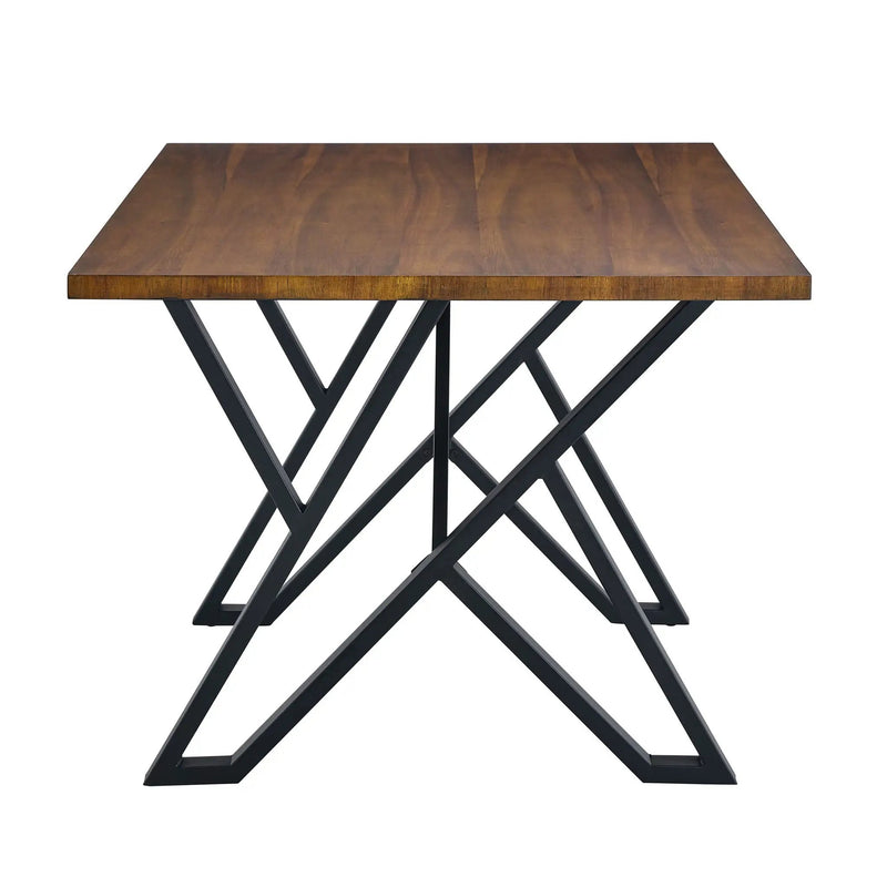 Industrial Style Indoor Dining Table With Metal Legs - Walnut / Black by HouseOfZazla
