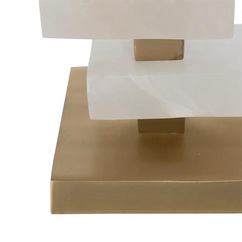 D15x26.7' White and Gold Alabaster Slab Table Lamp by HouseOfZazla
