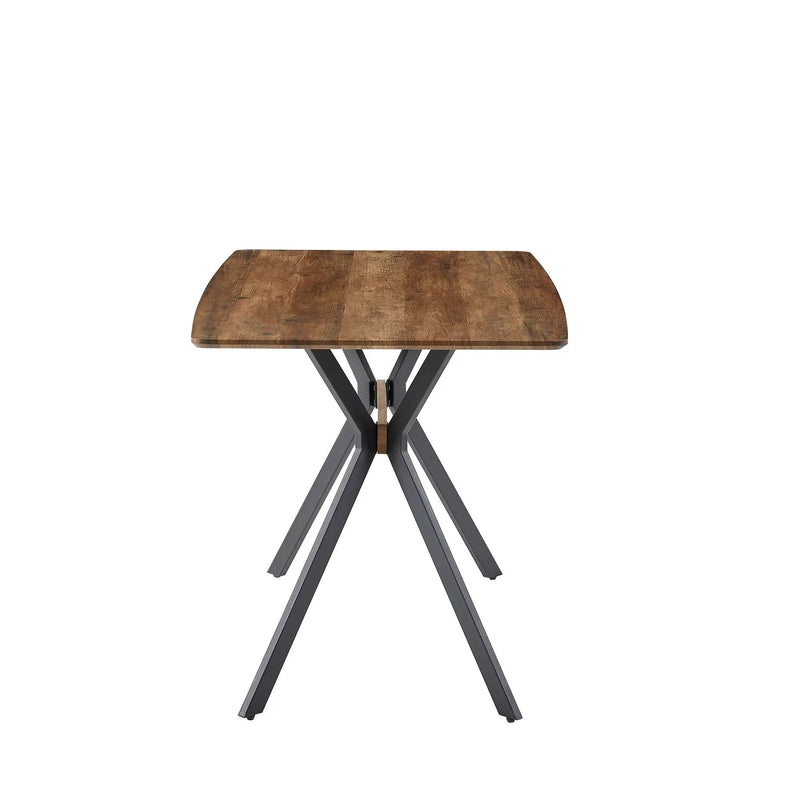 Modern Minimalist Style Dining Table MDF Wooden Top Metal Shelf Metal Heat Transfer Legs Leveling Feet For Dining Room Kitchen Office Table - Walnut / Black by HouseOfZazla