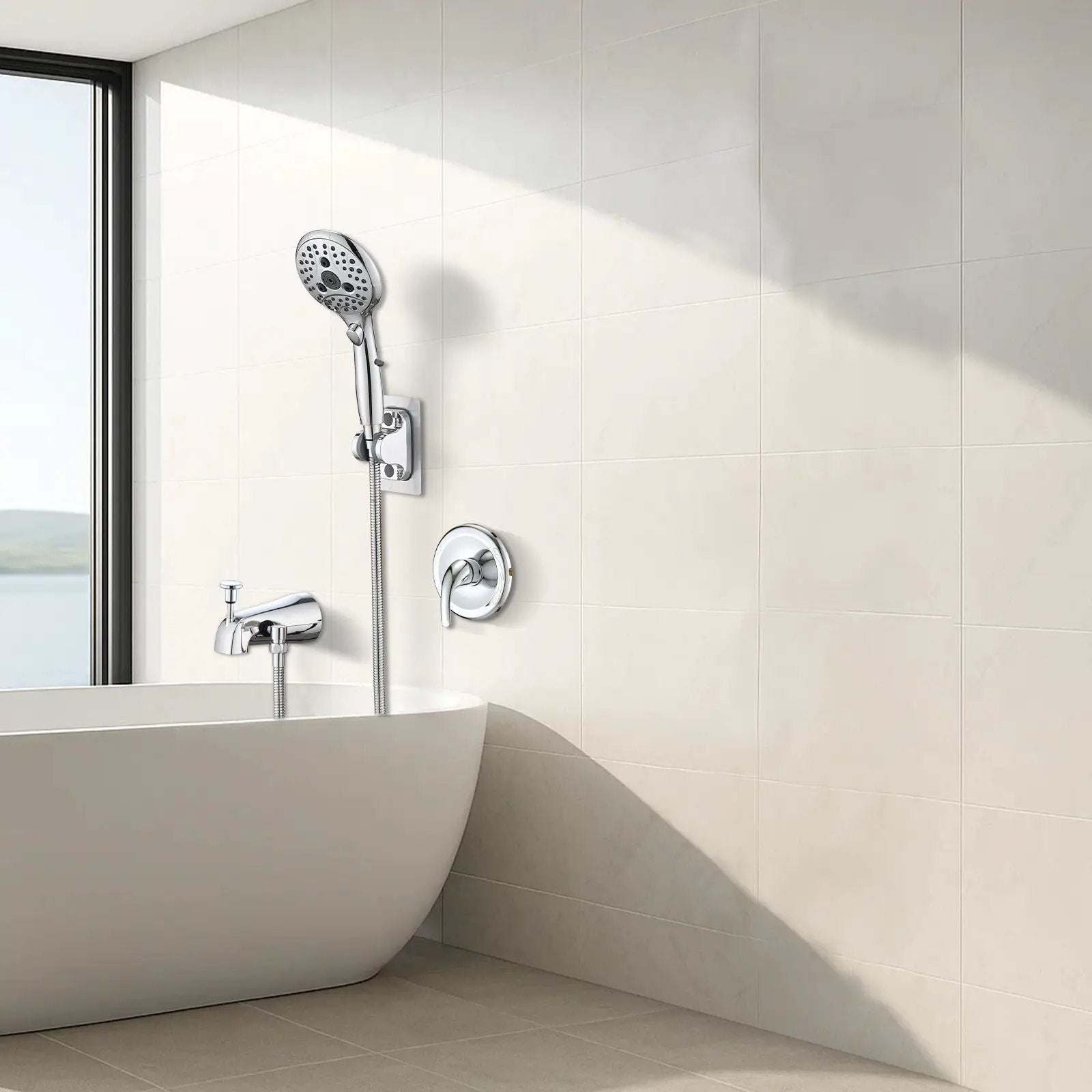 Lift-Up Diverter Bathtub Faucet with 6 Settings Handheld Shower by HouseOfZazla