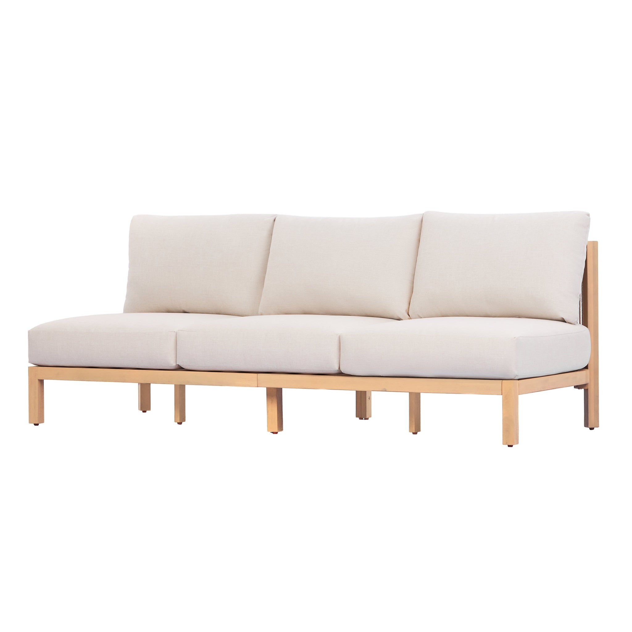 73.23" Outdoor Acacia Wood Frame Rope-Braided Backrest Three-Seater Sofa by HouseOfZazla