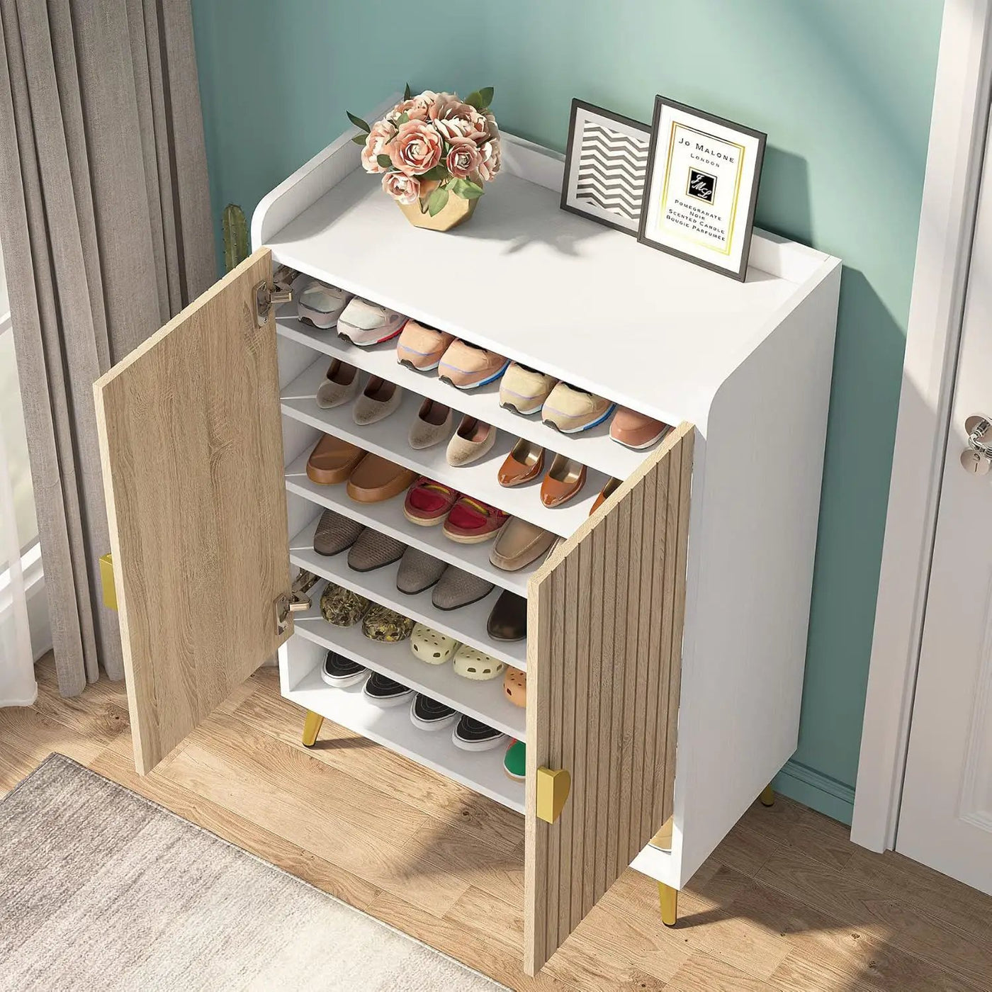 Shoe Cabinet With Doors, 7 Tier Storage Organizer by HouseOfZazla