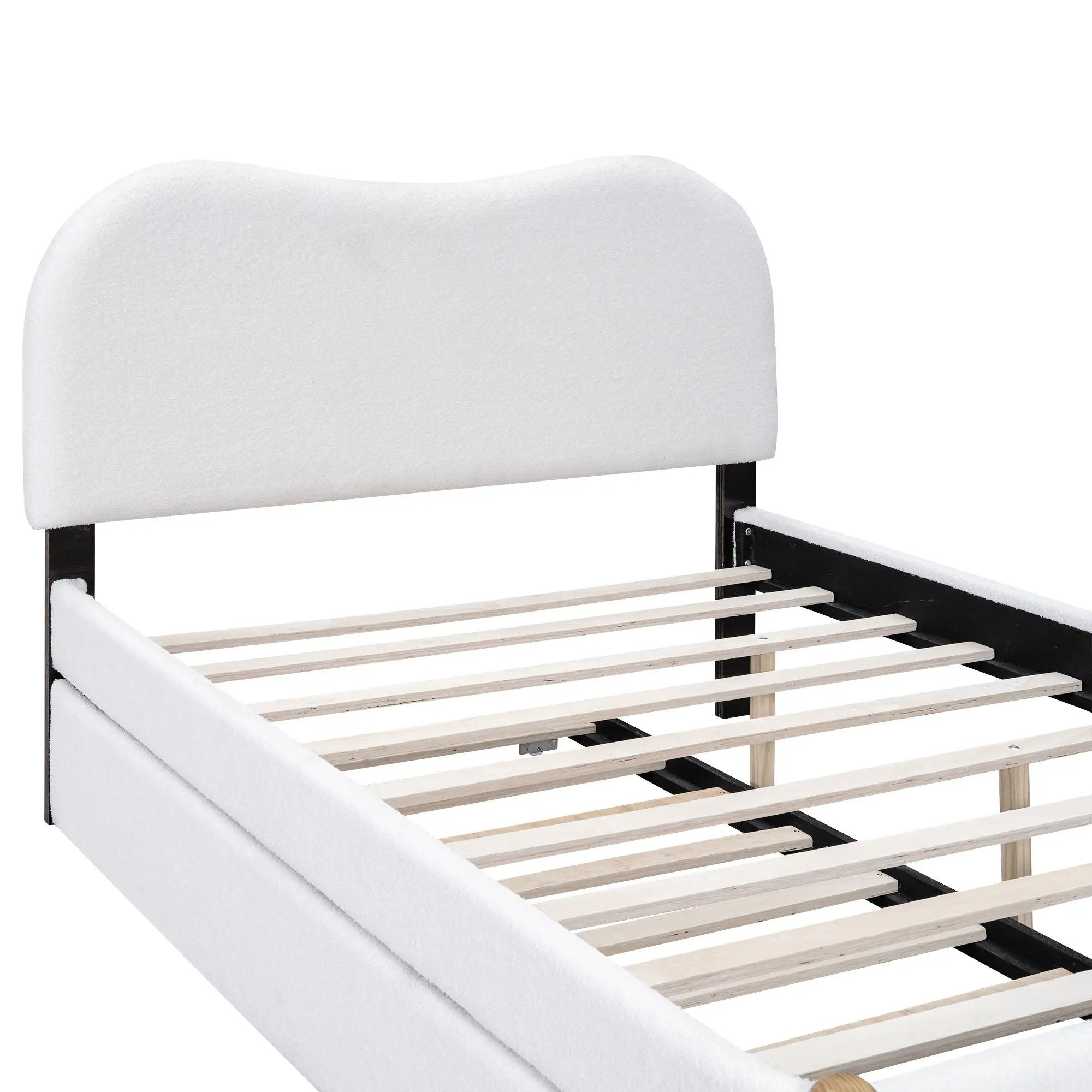Upholstered Platform Bed With Wood Supporting Feet And Trundle by HouseOfZazla