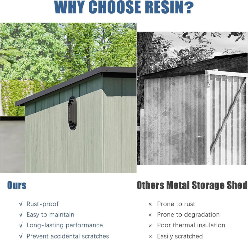 6x11FT Outdoor Resin Storage Shed with Transparent Windows & Louvered Vents by HouseOfZazla