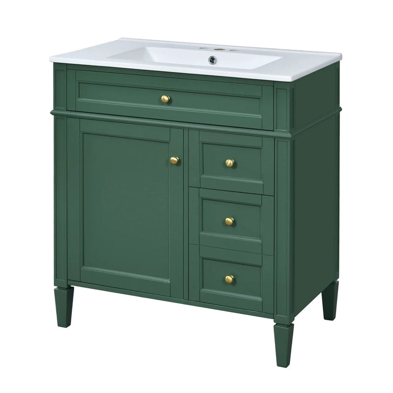 Bathroom Vanity With Top Sink, 2 Drawers & Tip Out Drawer by Unique Piece Furniture