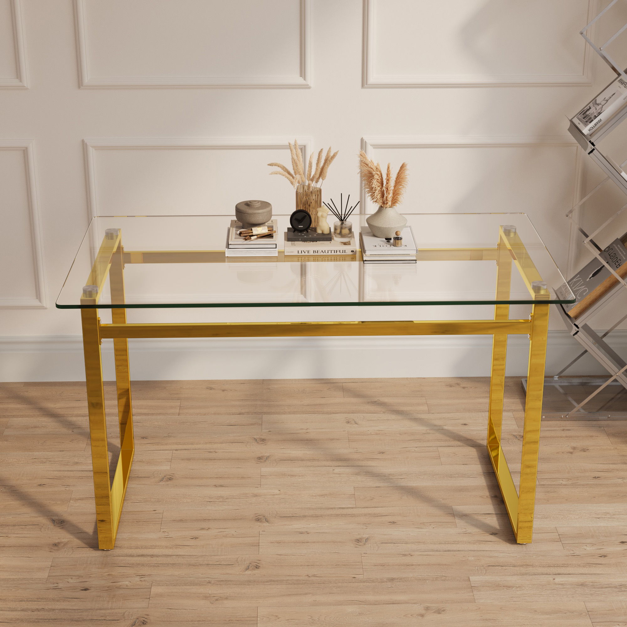 Modern Minimalist Rectangular Dining Table With Tempered Glass Top by HouseOfZazla